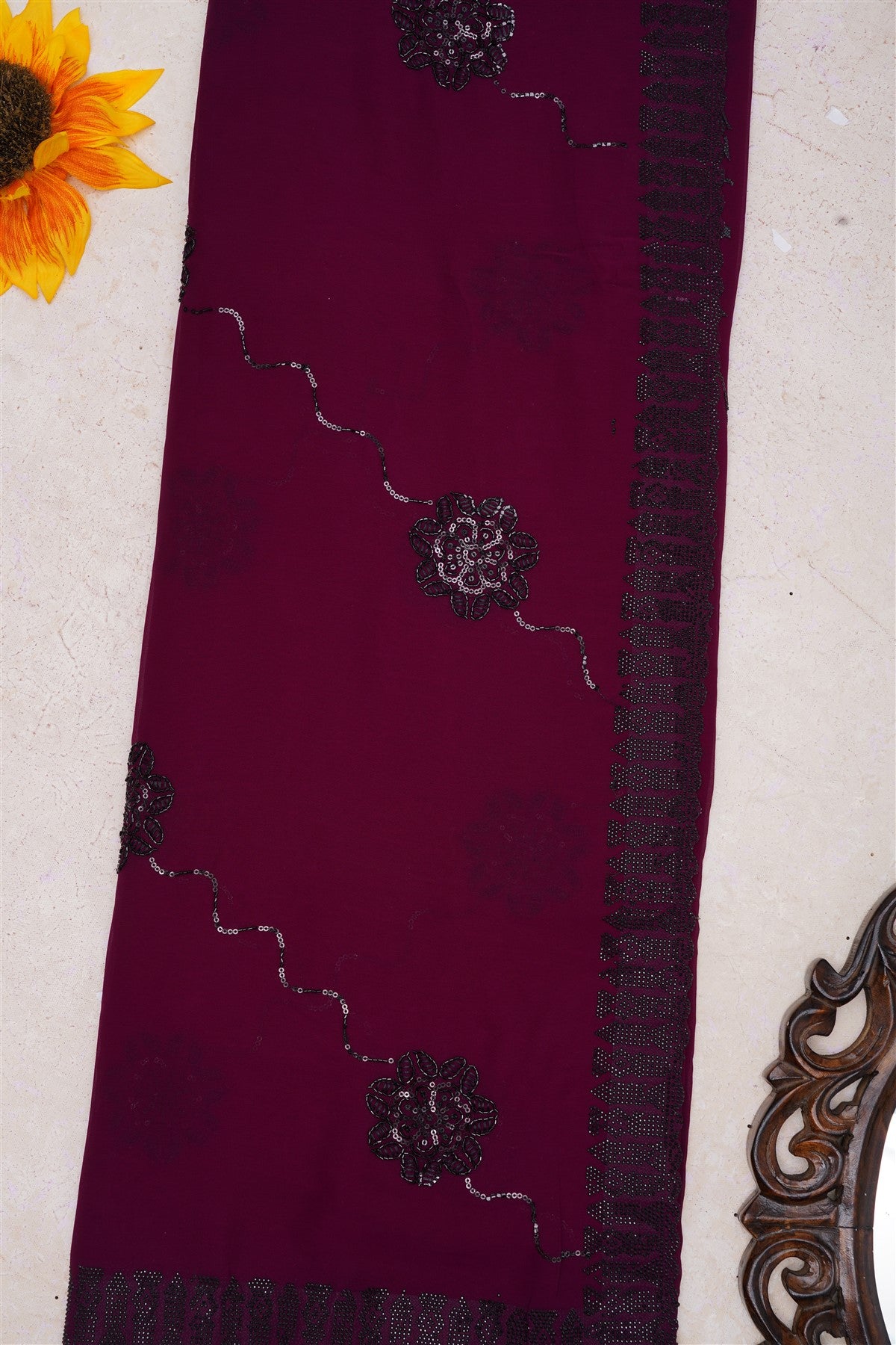 Fancy Georgette Purple Saree
