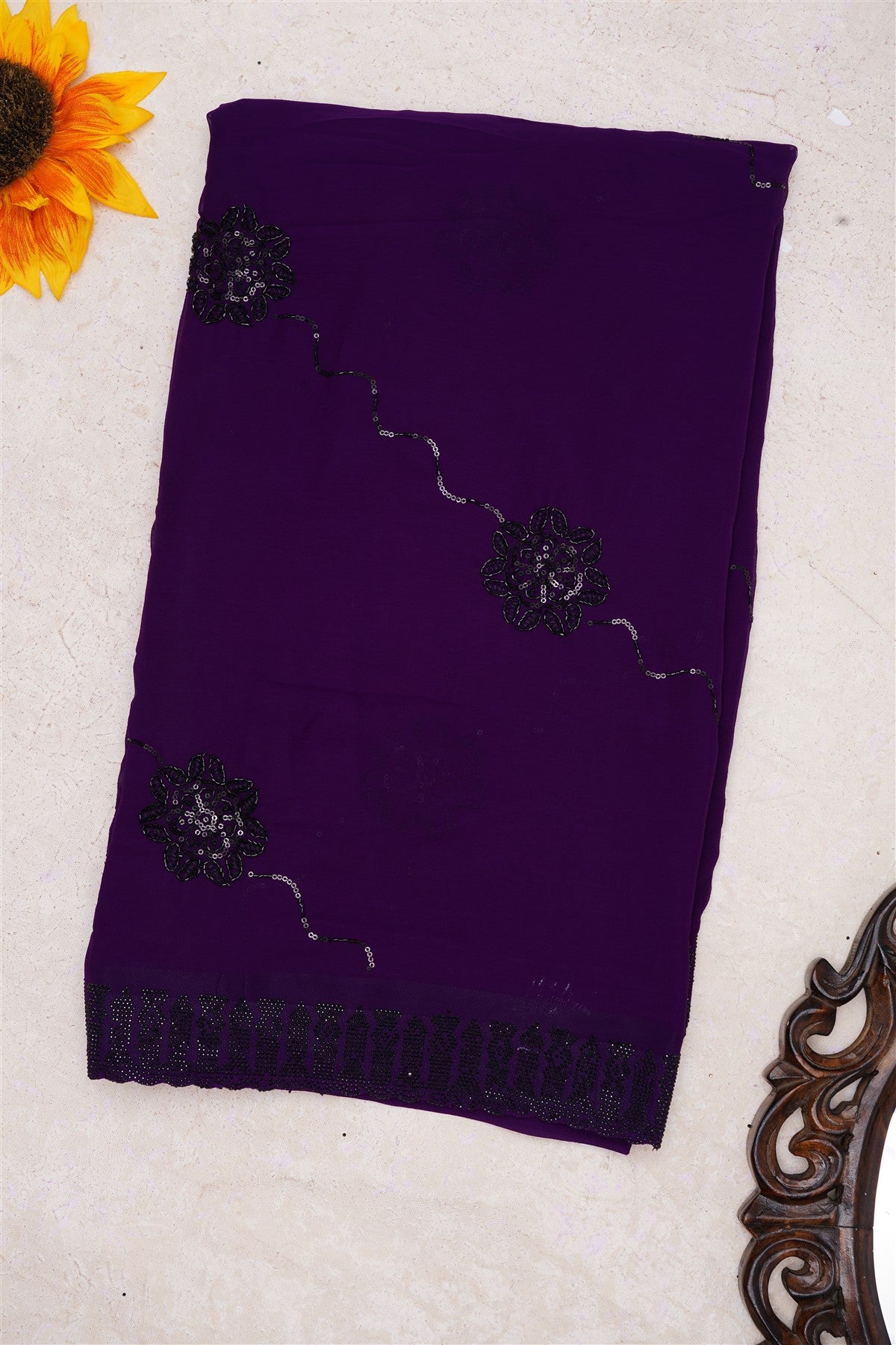 Fancy Georgette Violet Saree