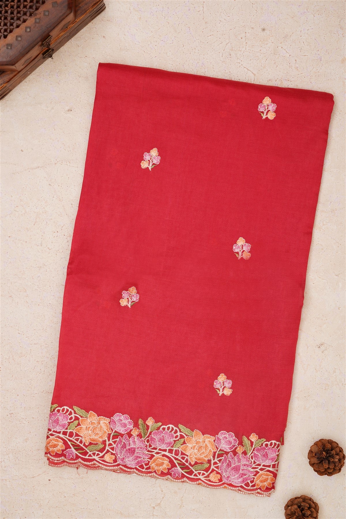 Handloom Chanderi Brick Saree