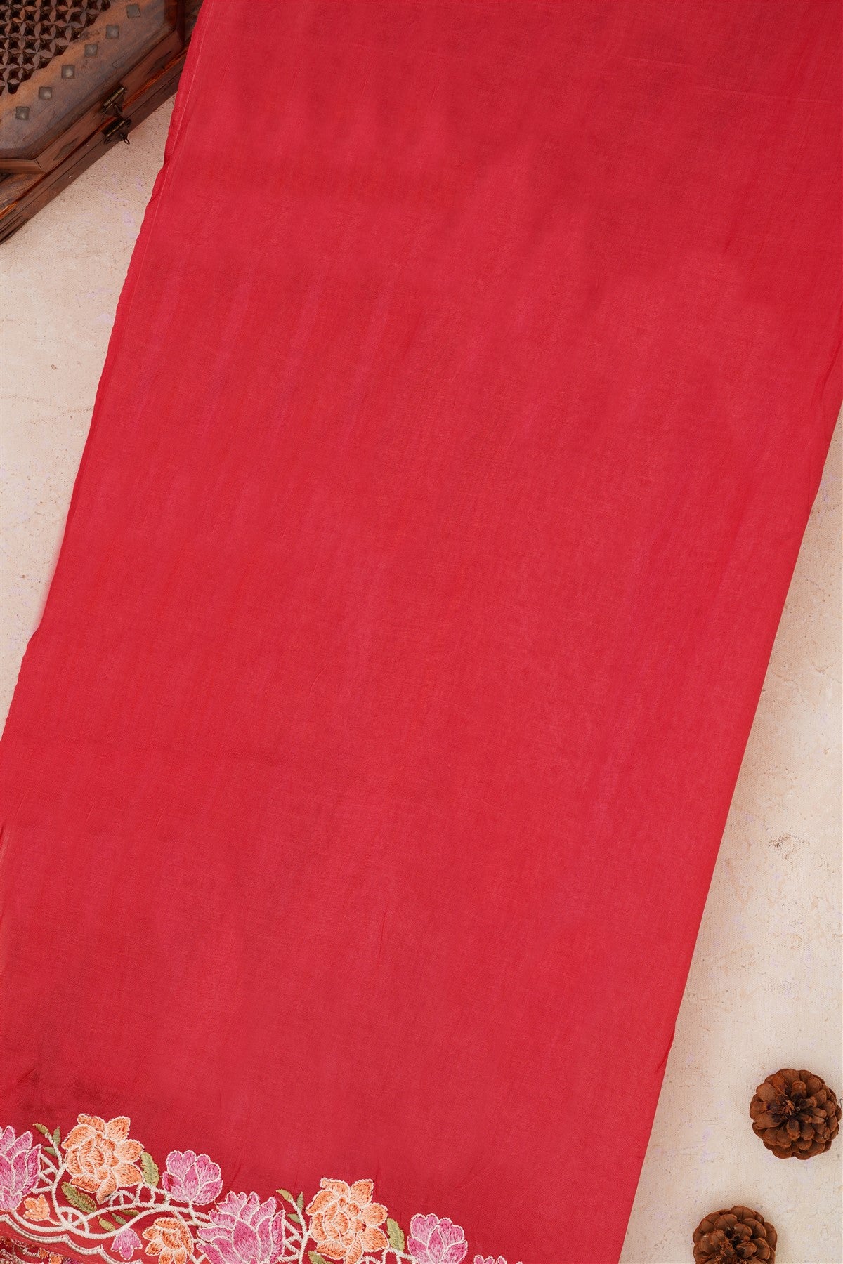 Handloom Chanderi Brick Saree