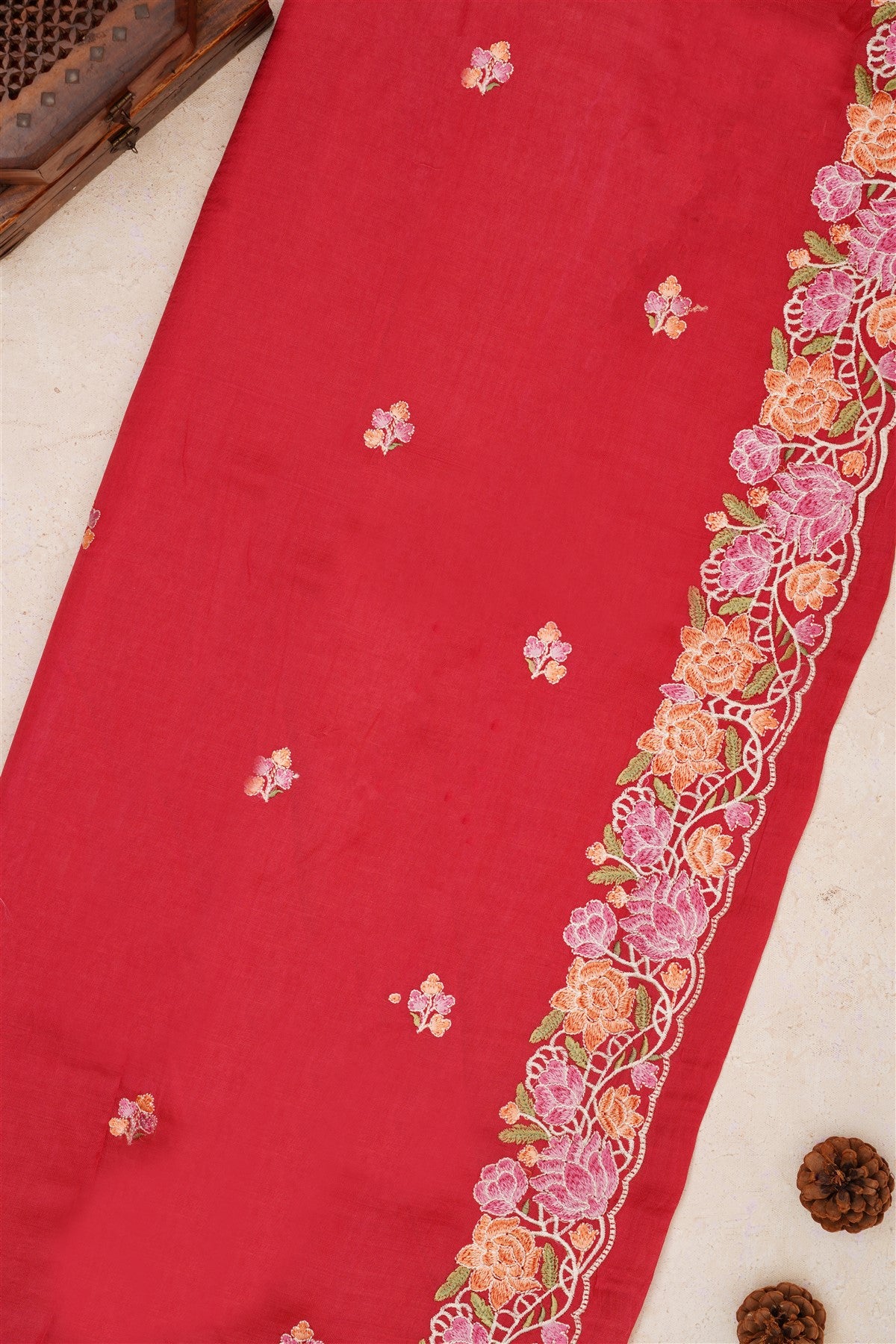 Handloom Chanderi Brick Saree