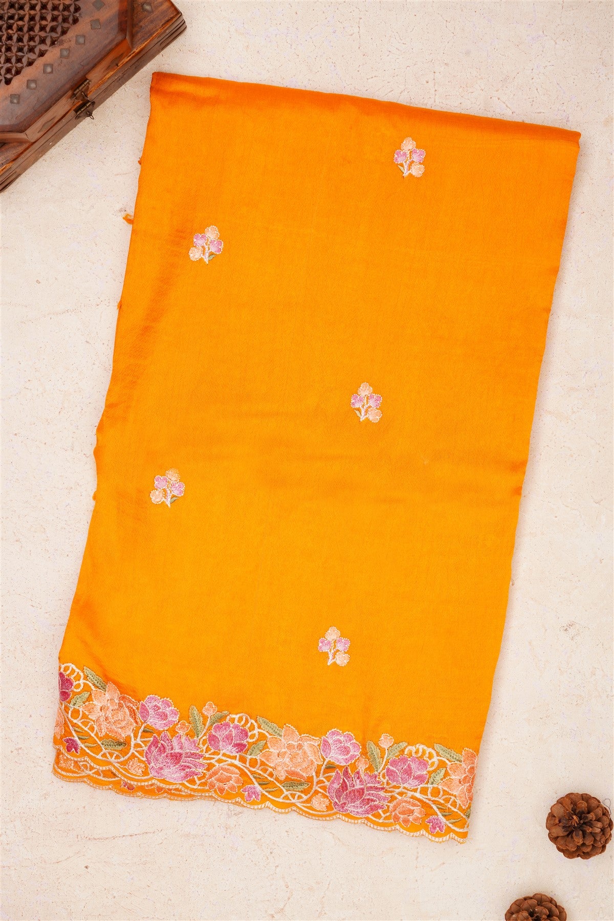 Handloom Chanderi Dark Yellow Saree