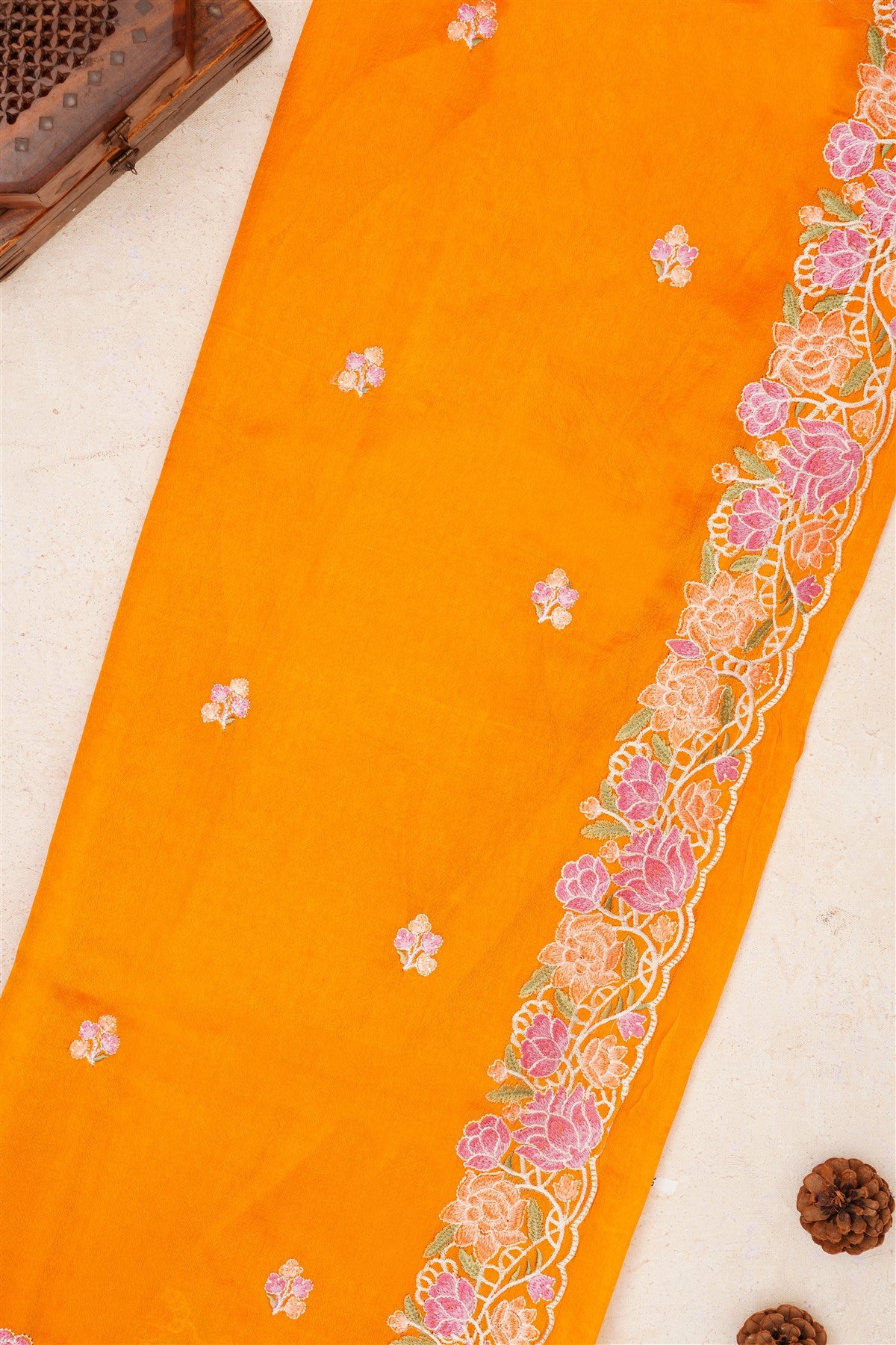 Handloom Chanderi Dark Yellow Saree