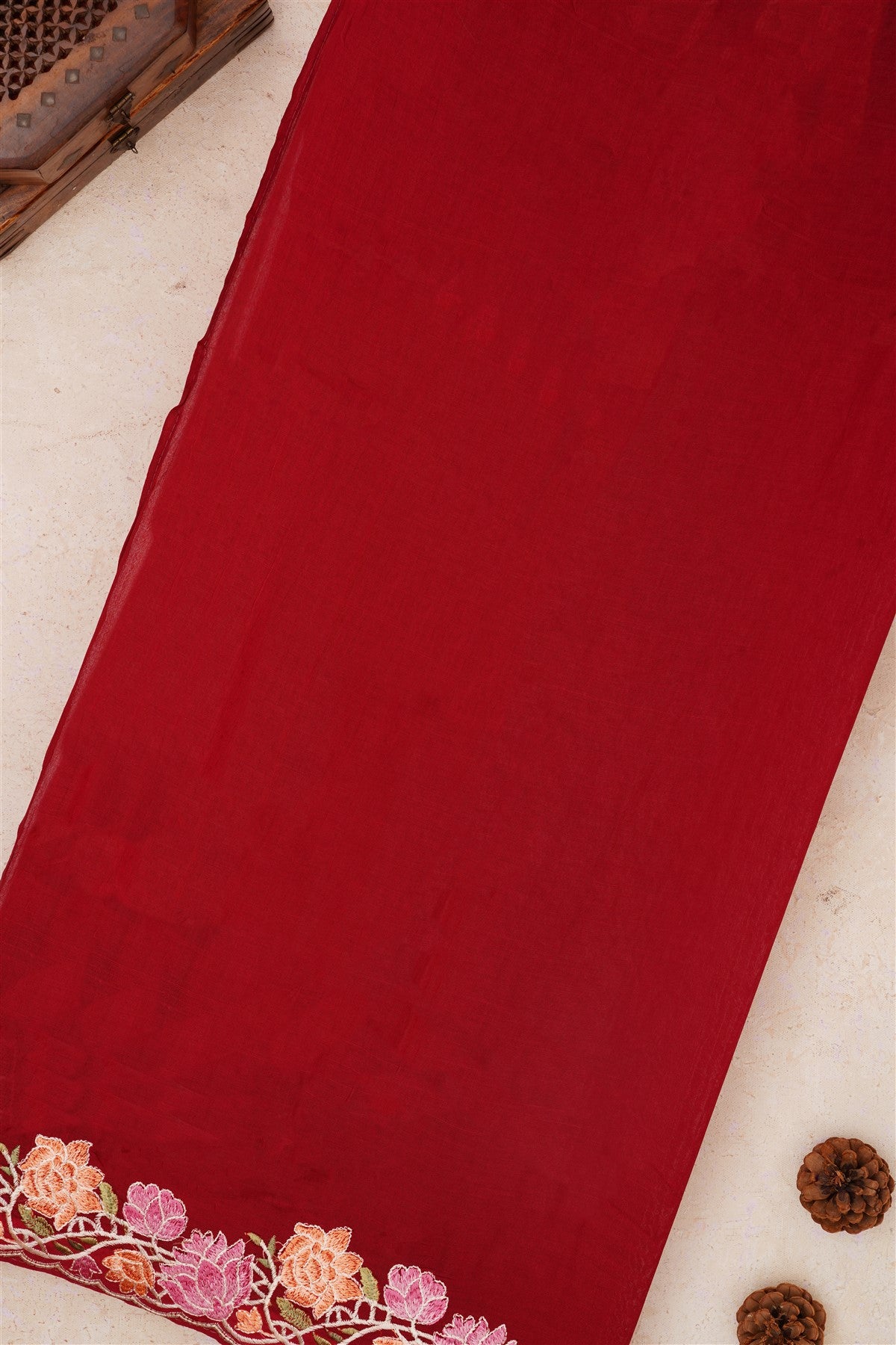 Handloom Chanderi Maroon Saree