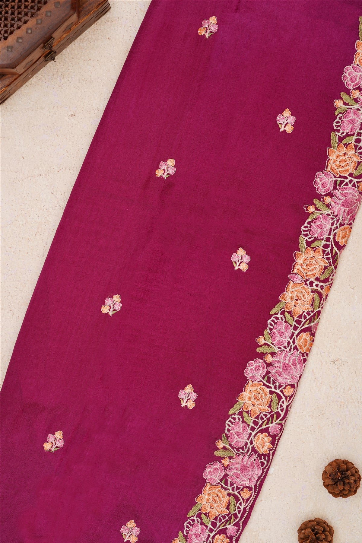 Handloom Chanderi Purple Saree