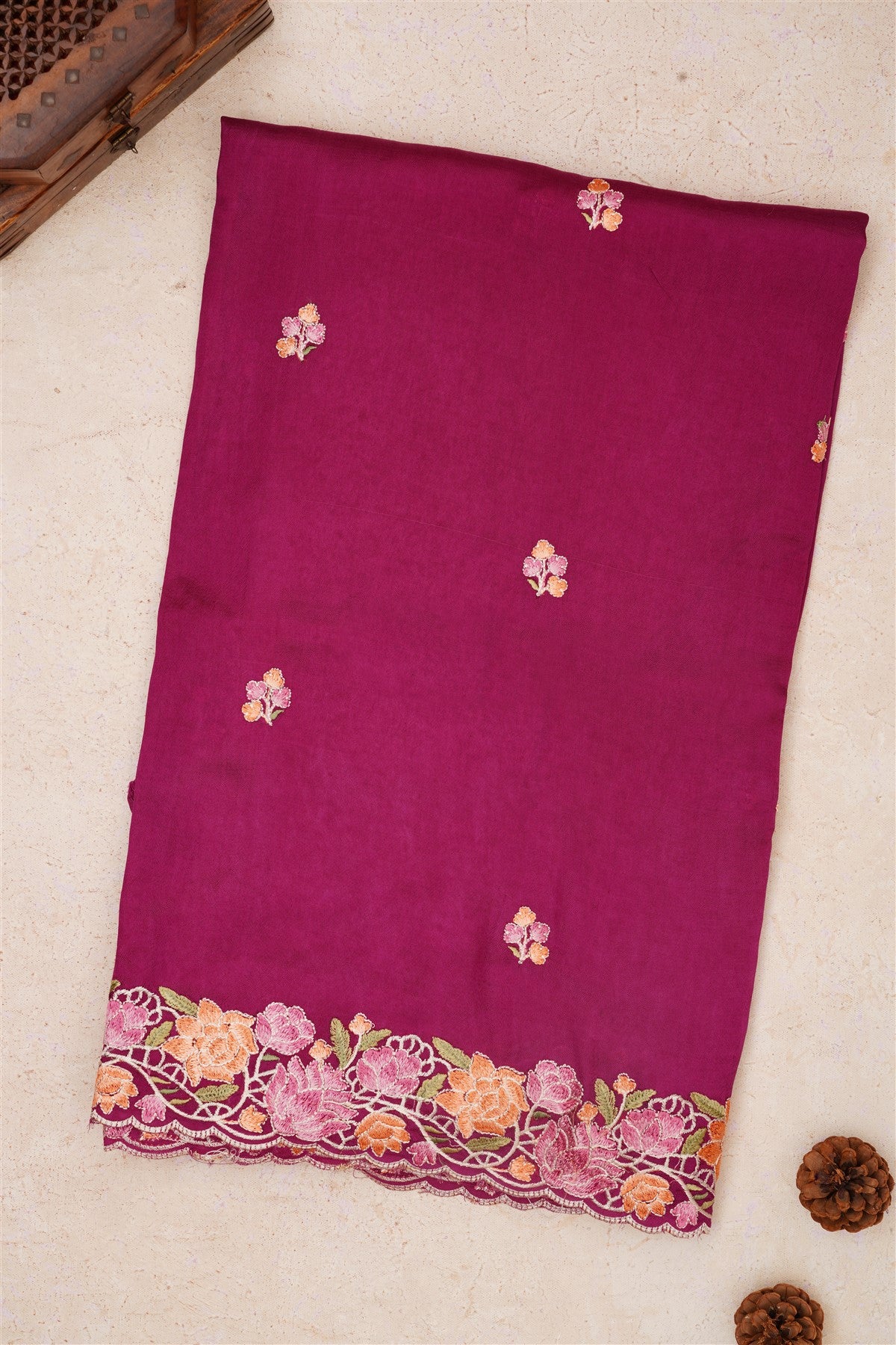 Handloom Chanderi Purple Saree