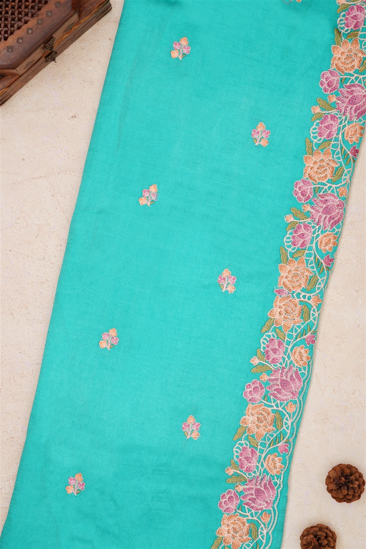 Handloom Chanderi Sea Green Saree