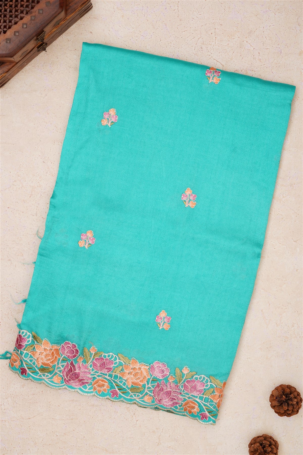 Handloom Chanderi Sea Green Saree