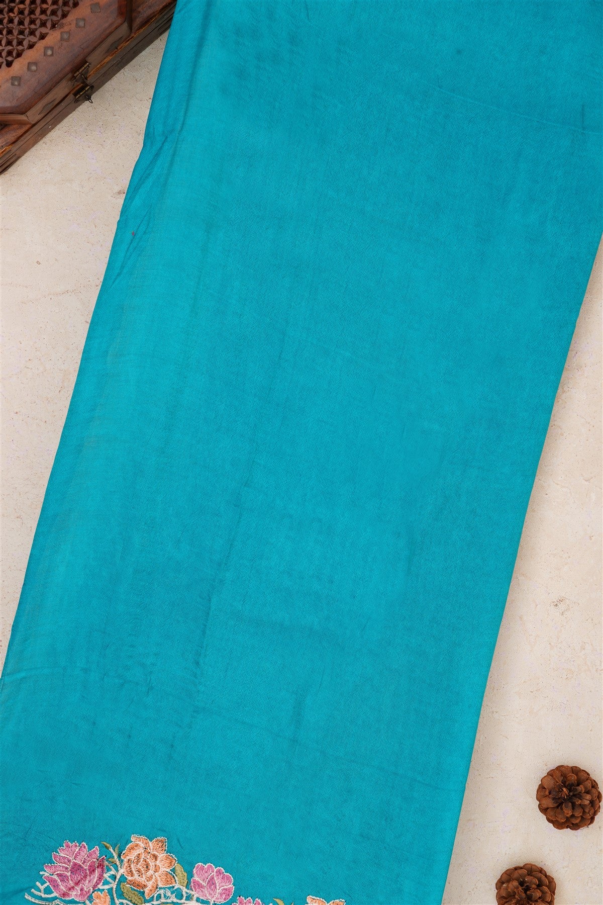 Handloom Chanderi Teal Saree