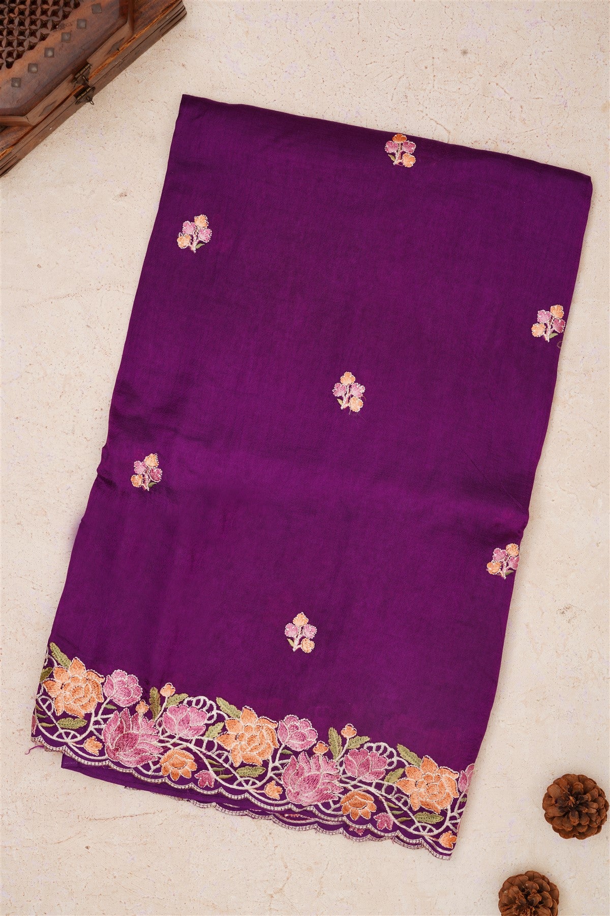 Handloom Chanderi Violet Saree