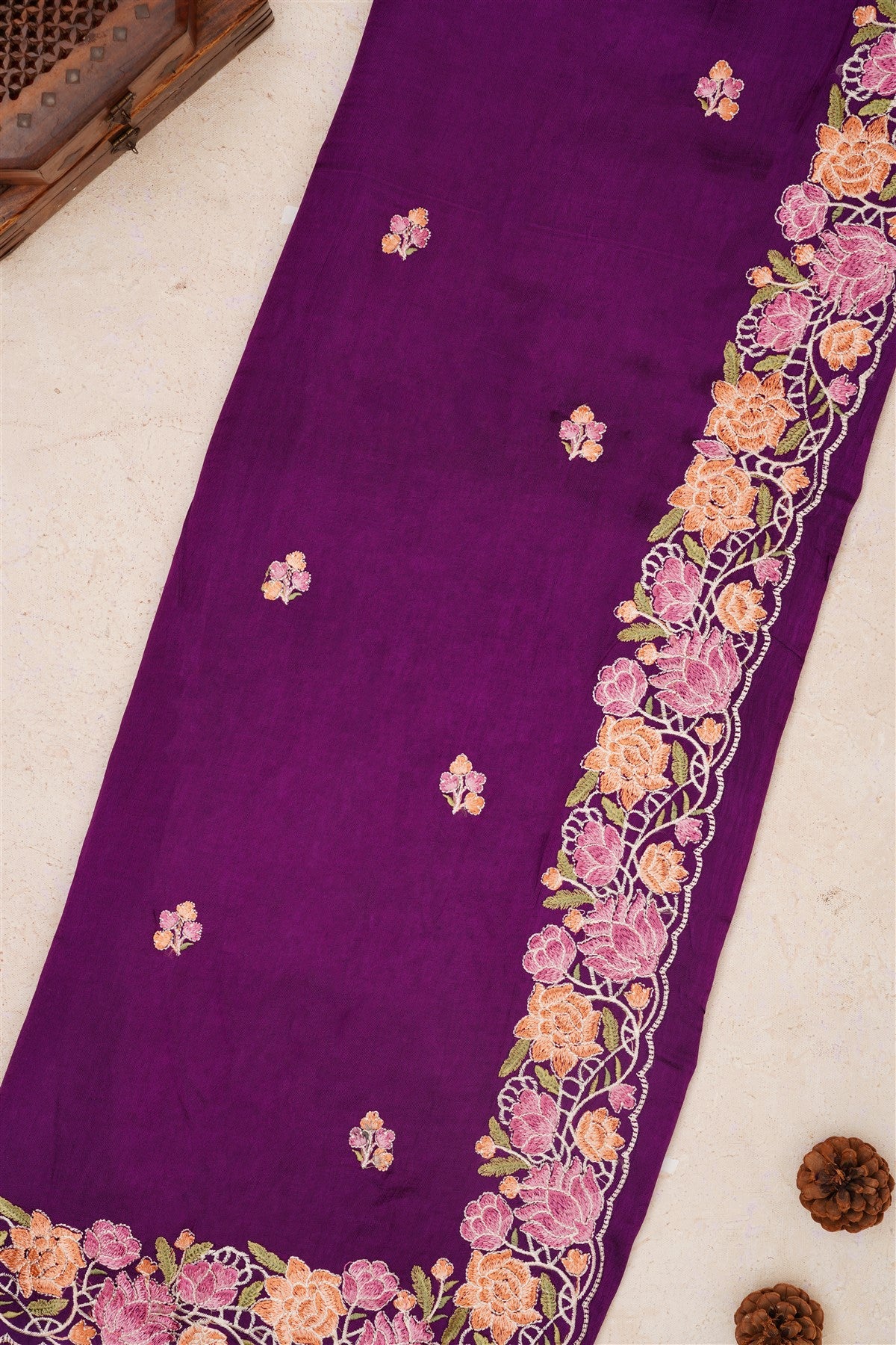 Handloom Chanderi Violet Saree