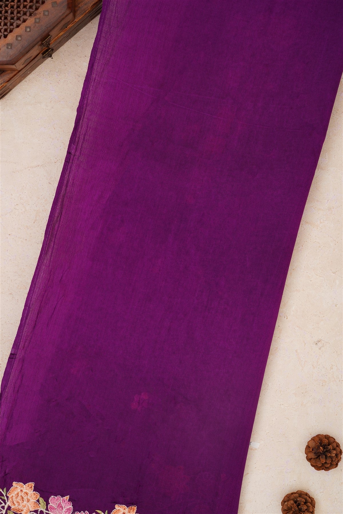 Handloom Chanderi Violet Saree