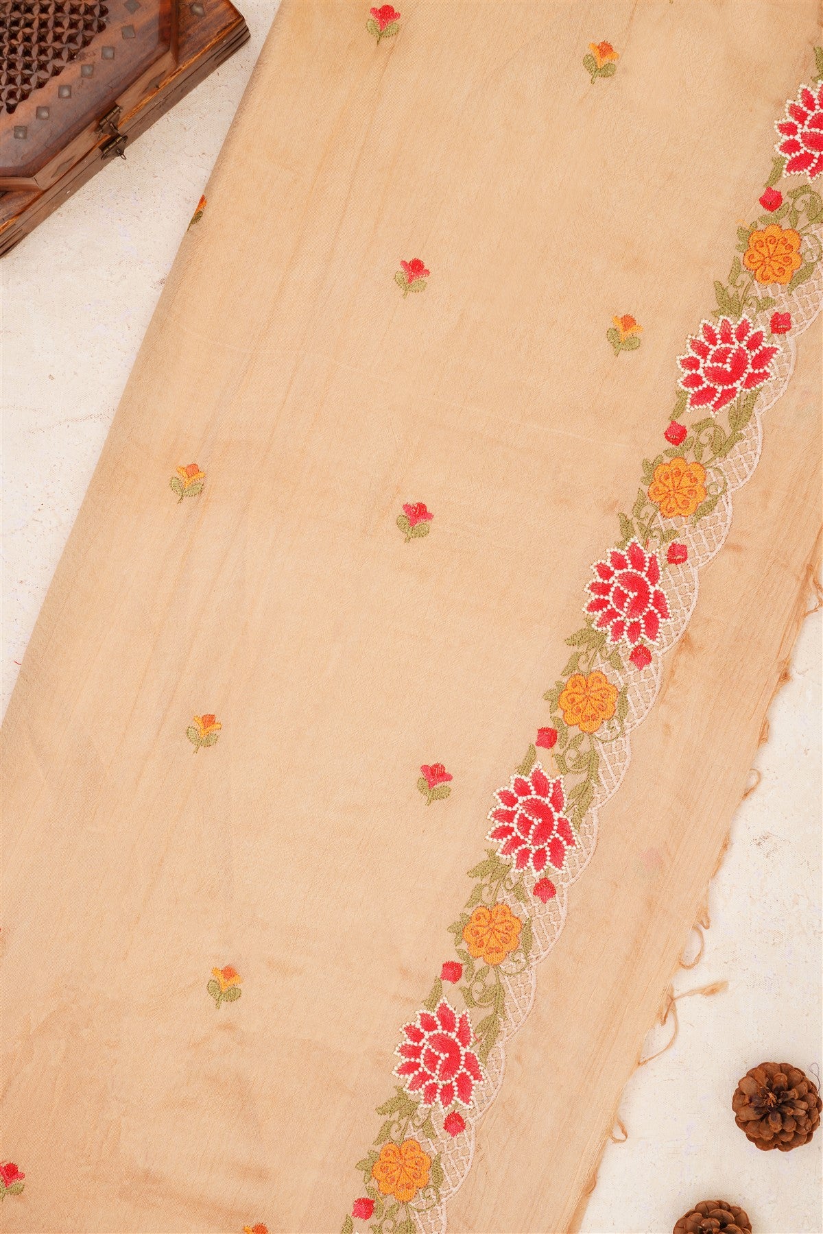 Handloom Chanderi Cream Saree