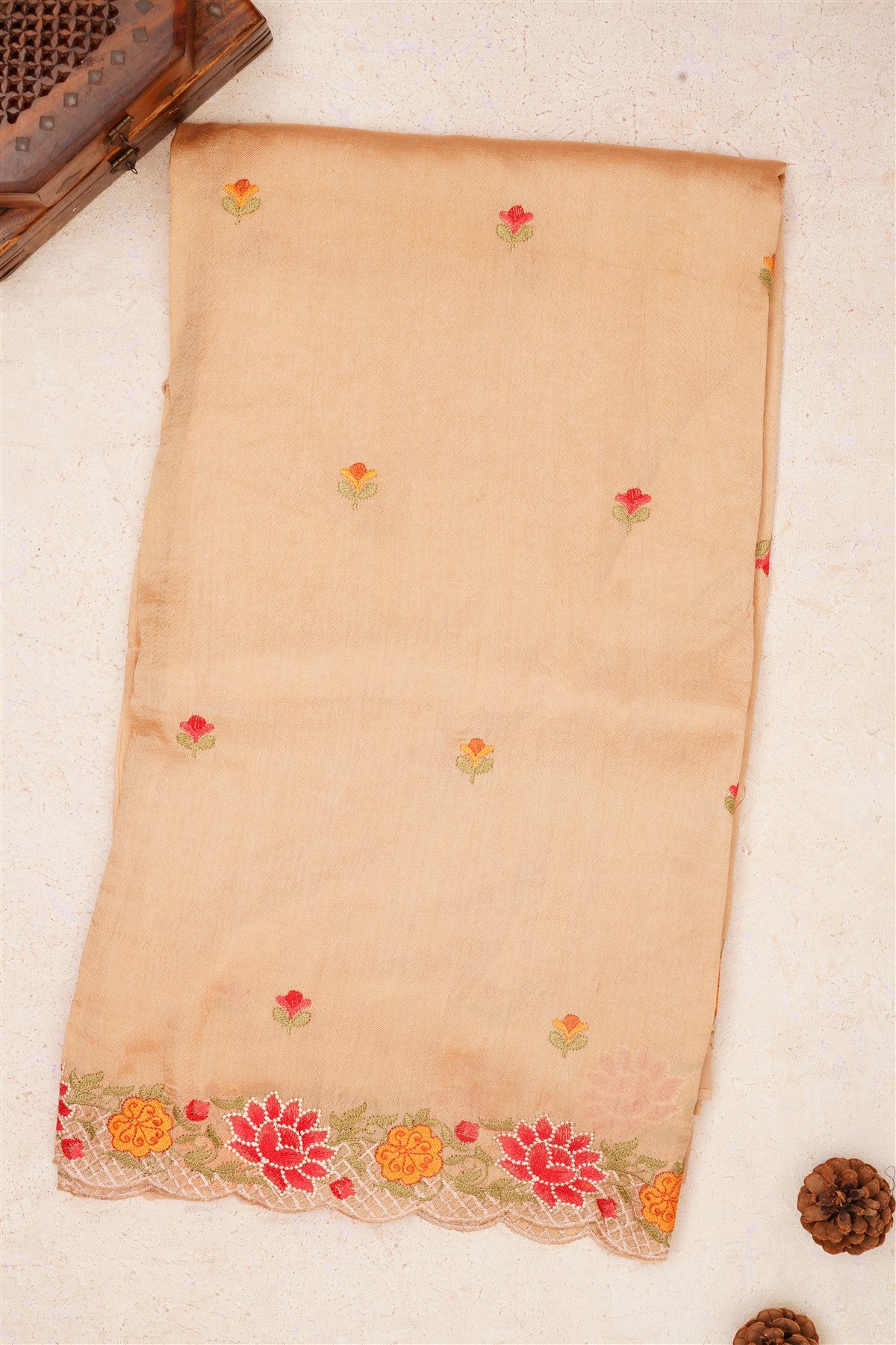 Handloom Chanderi Cream Saree