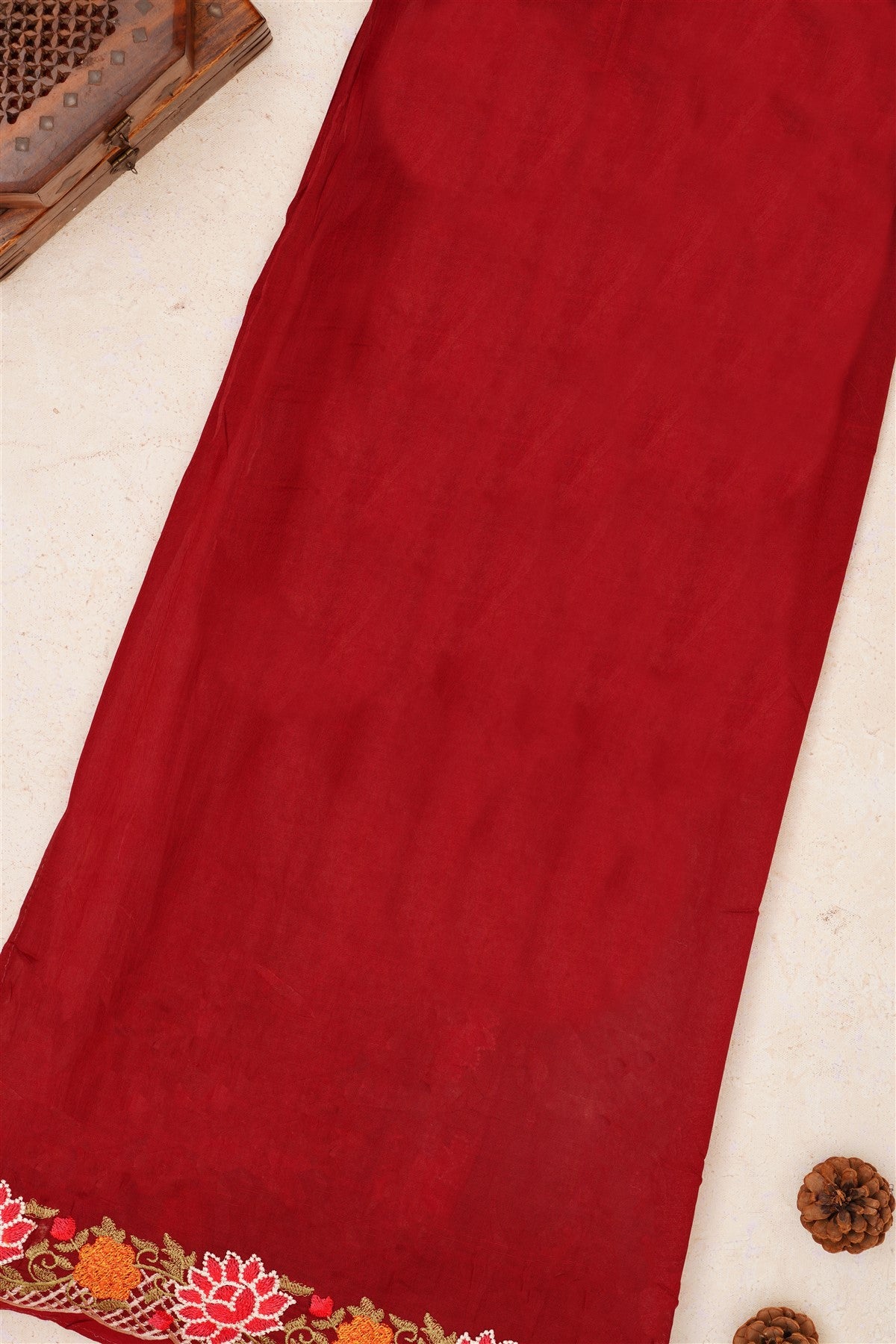 Handloom Chanderi Dark Maroon Saree