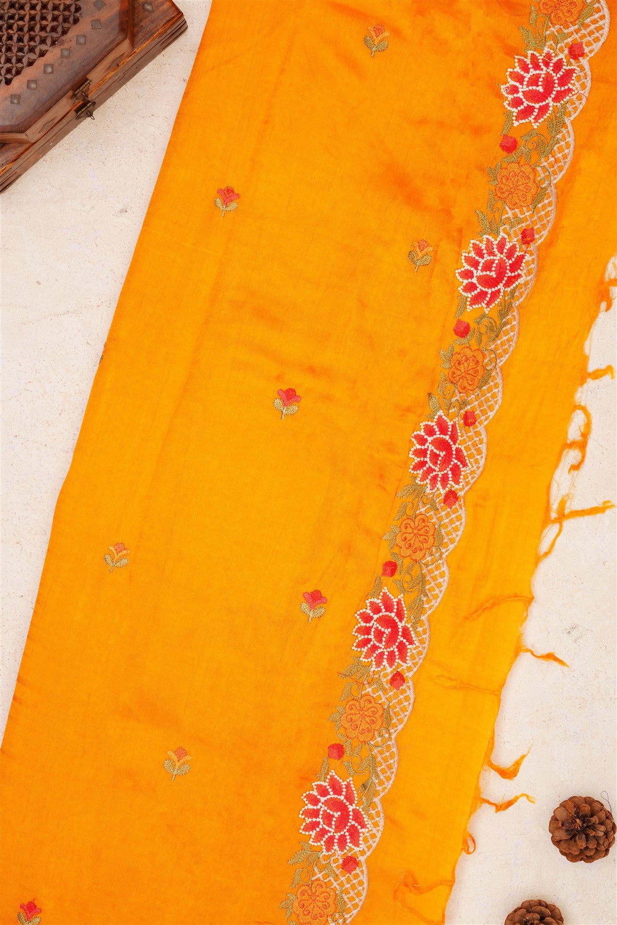 Handloom Chanderi Dark Yellow Saree