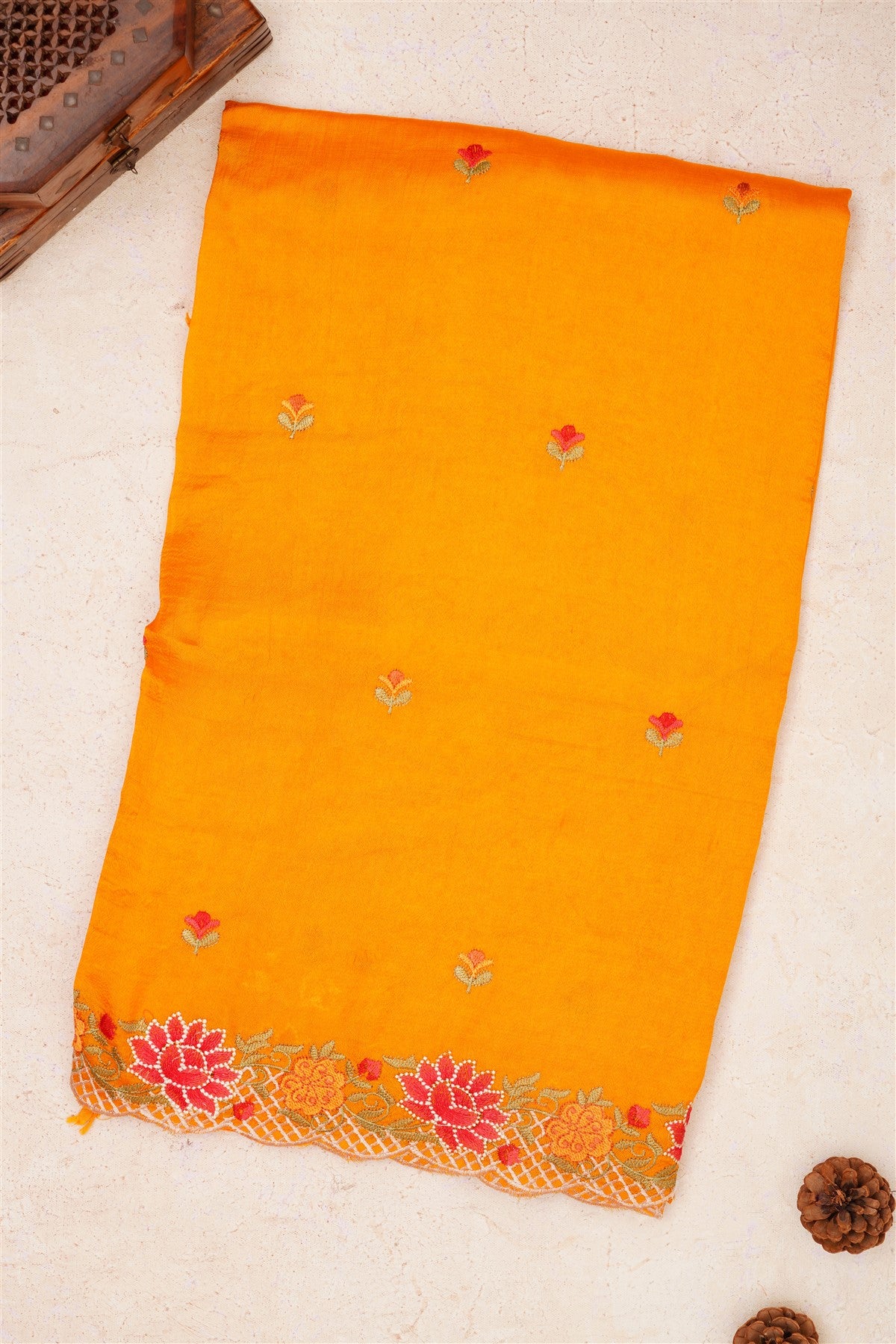 Handloom Chanderi Dark Yellow Saree