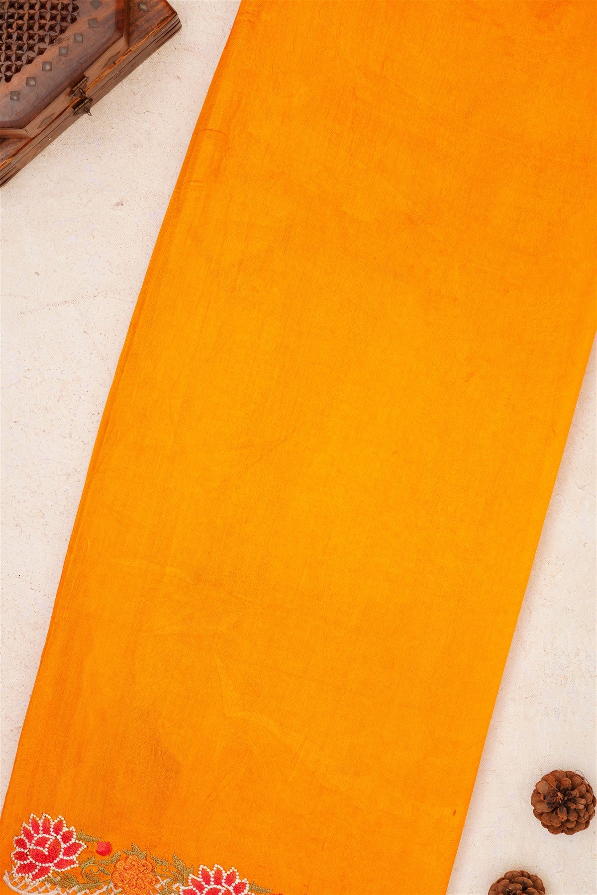 Handloom Chanderi Dark Yellow Saree