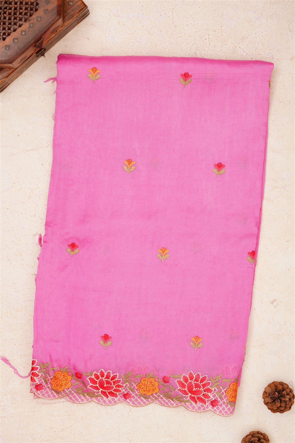 Handloom Chanderi Pink Saree