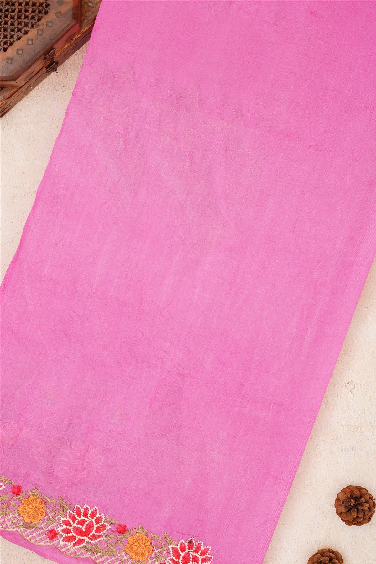 Handloom Chanderi Pink Saree