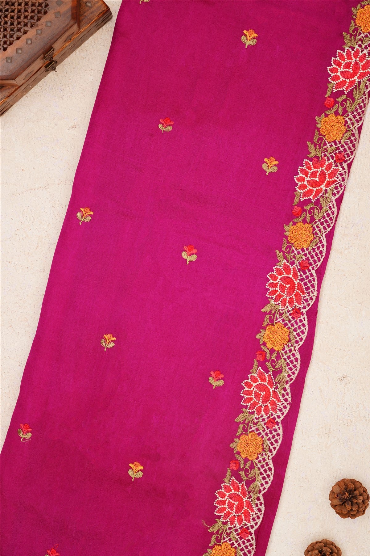 Handloom Chanderi Purple Saree