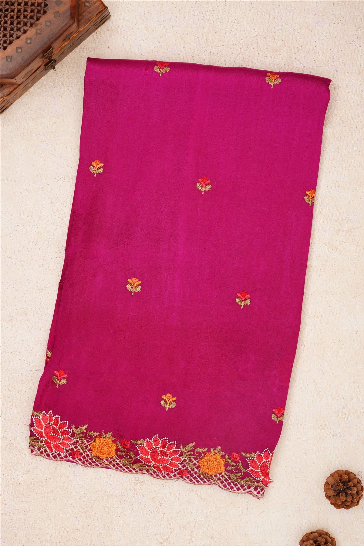 Handloom Chanderi Purple Saree