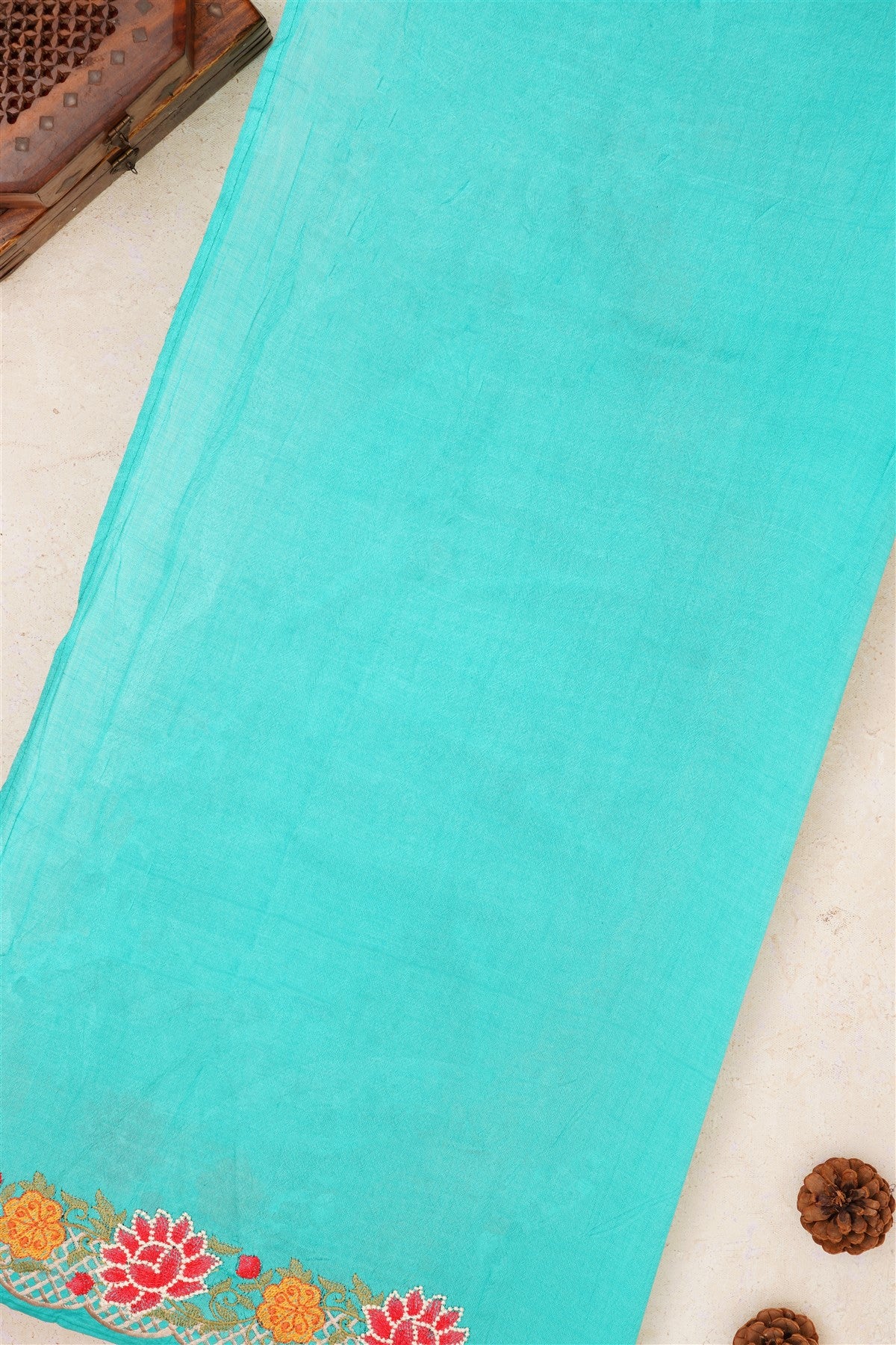 Handloom Chanderi Sea Green Saree
