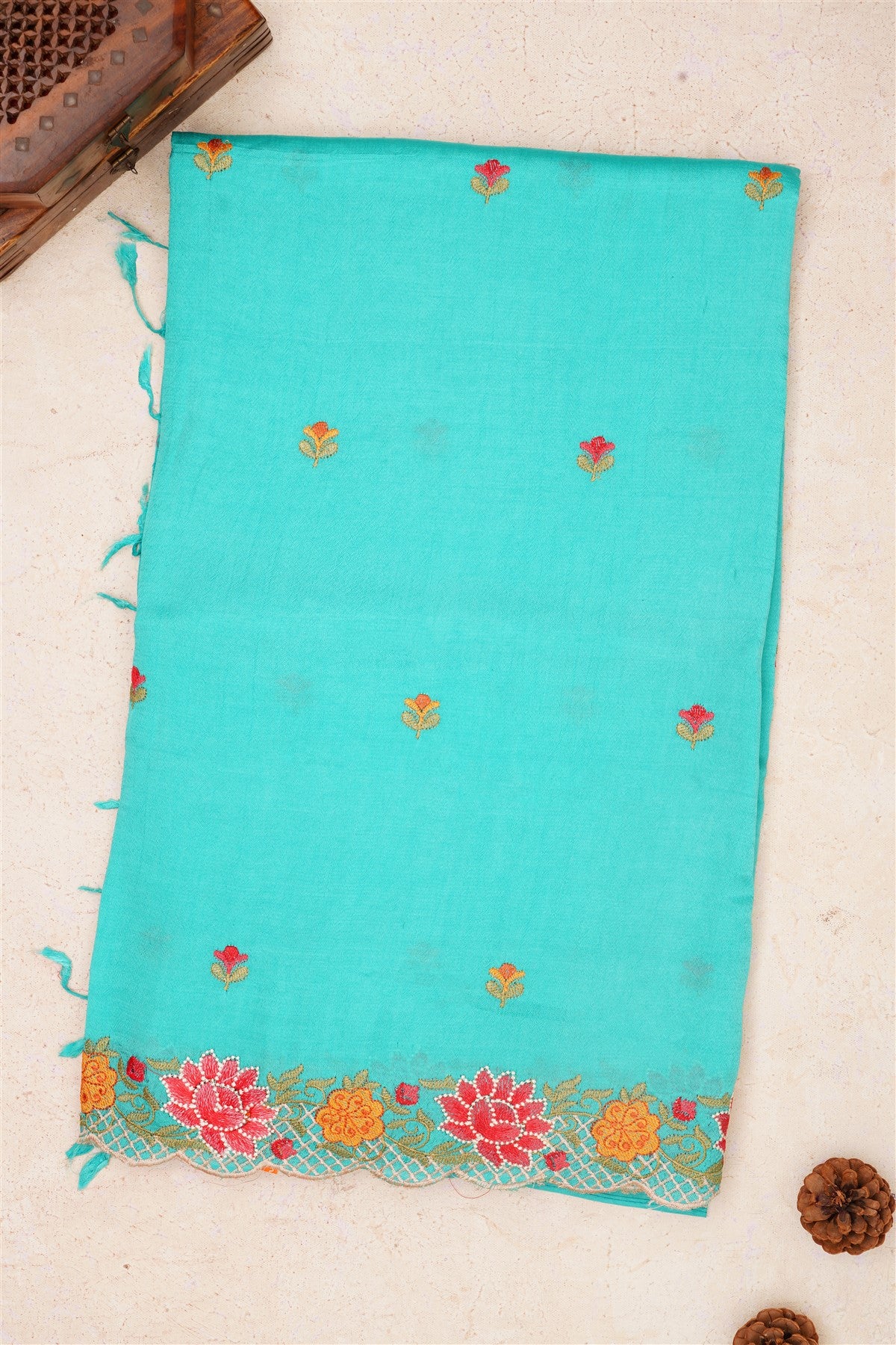Handloom Chanderi Sea Green Saree