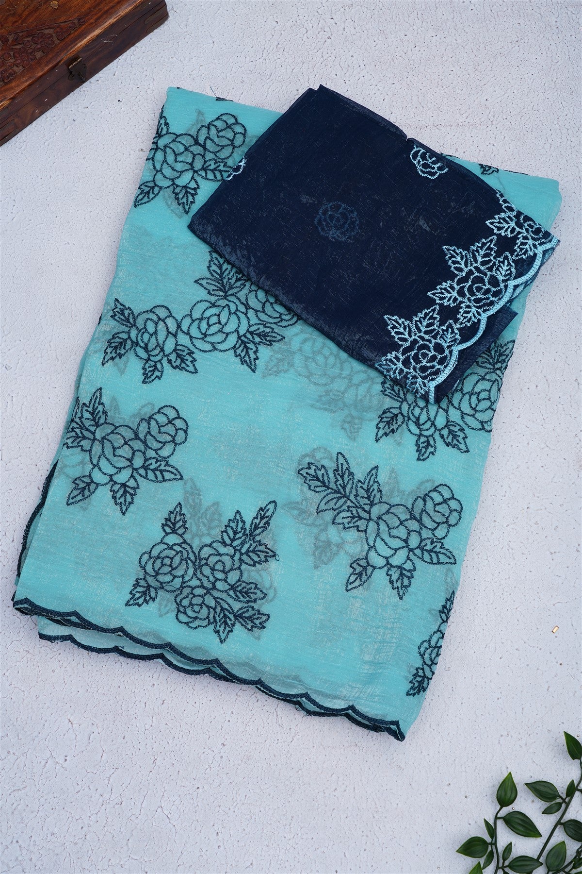 Fancy Space Silk Sea Blue Saree