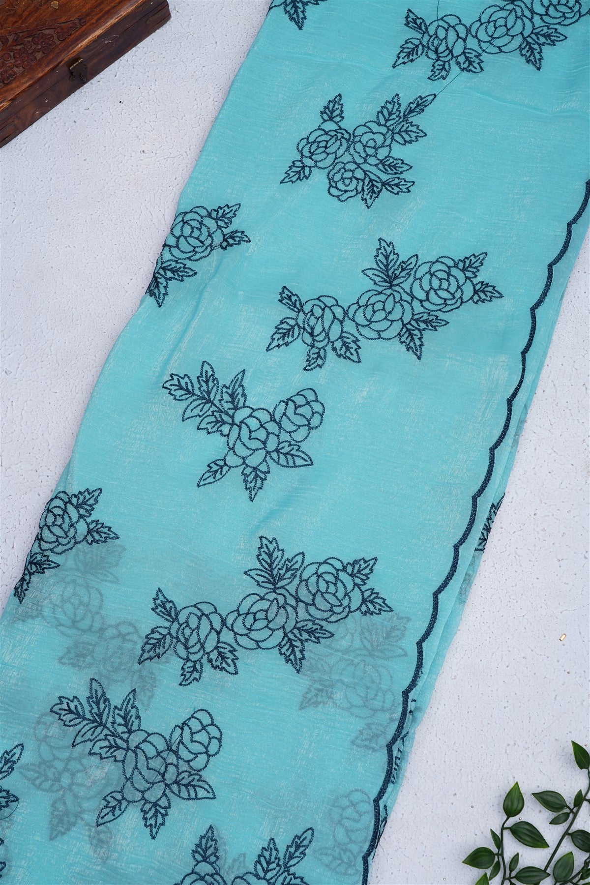 Fancy Space Silk Sea Blue Saree