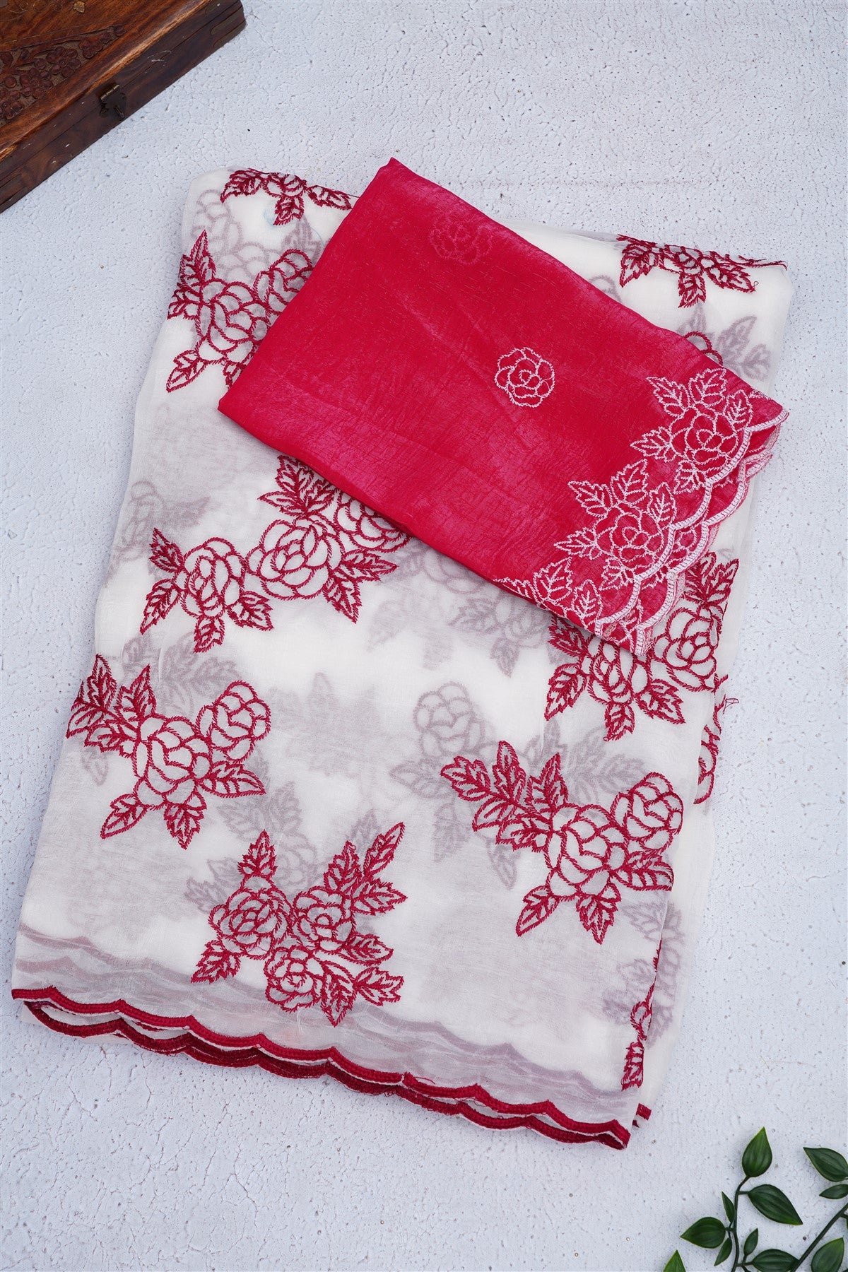 Fancy Space Silk White Saree
