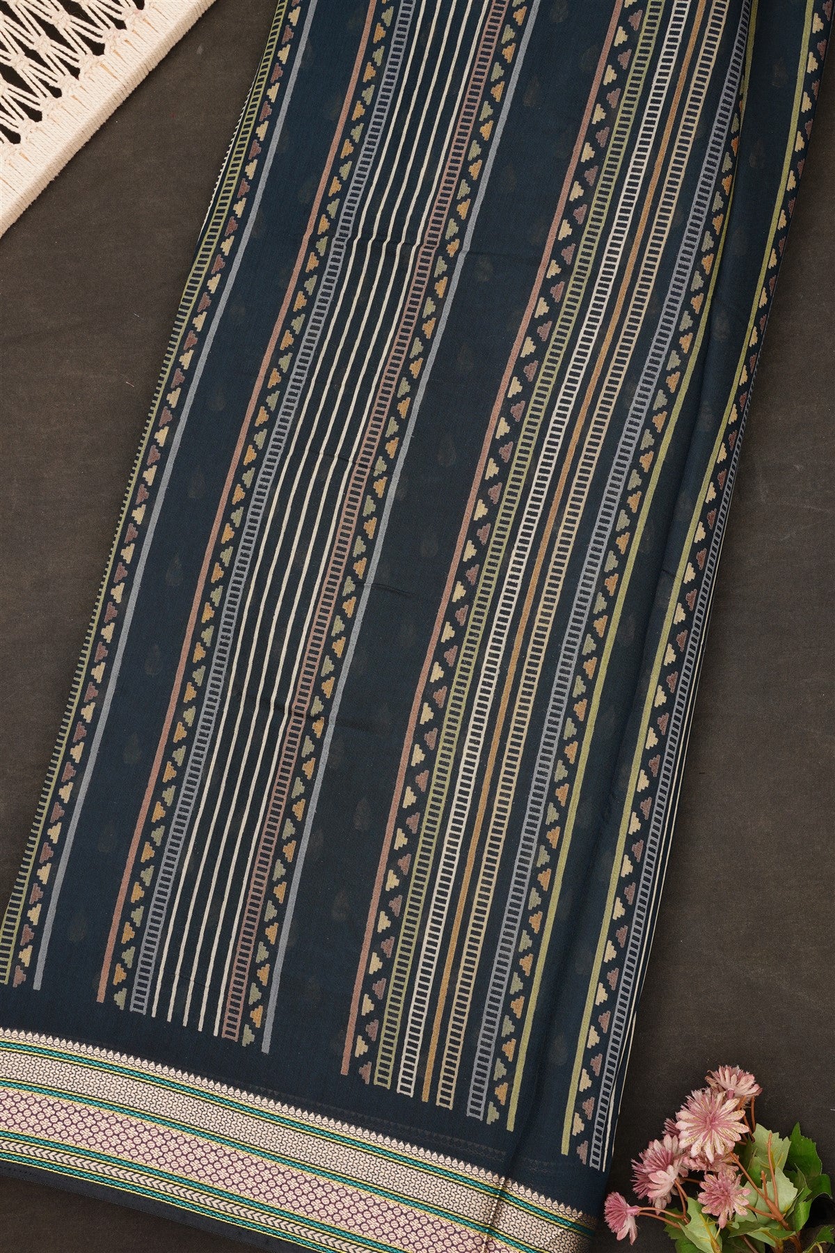 Fancy Maheshwari Silk Dark Blue Saree