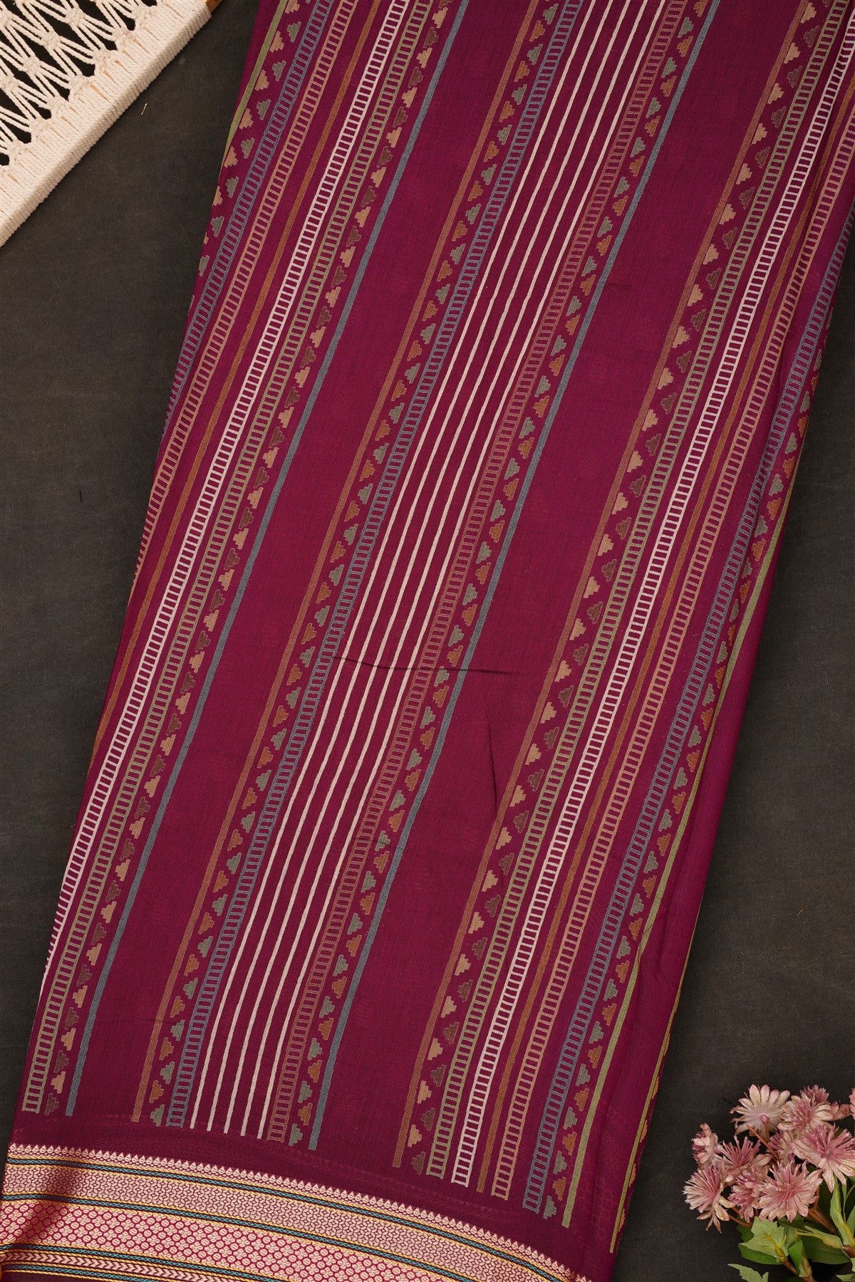 Fancy Maheshwari Silk Purple Saree