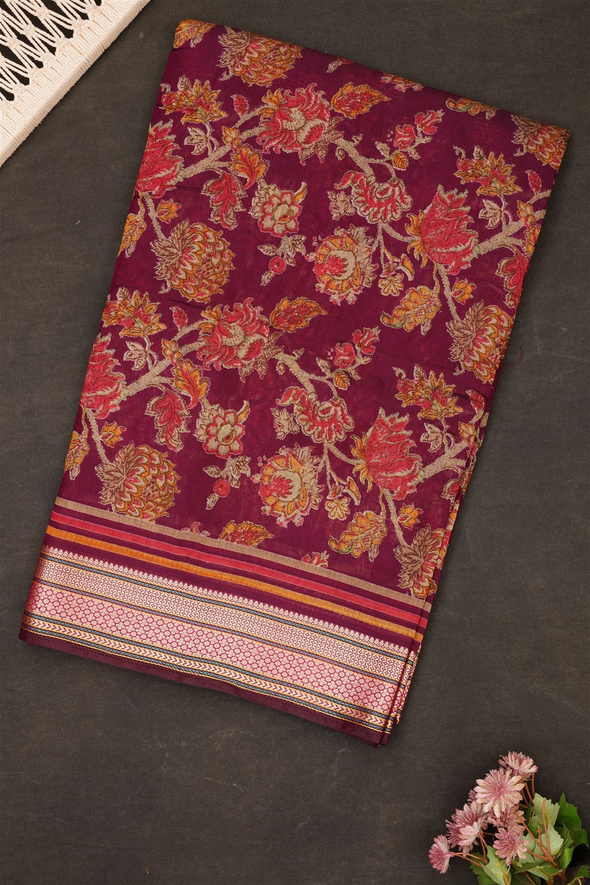 Fancy Maheshwari Silk Purple Saree