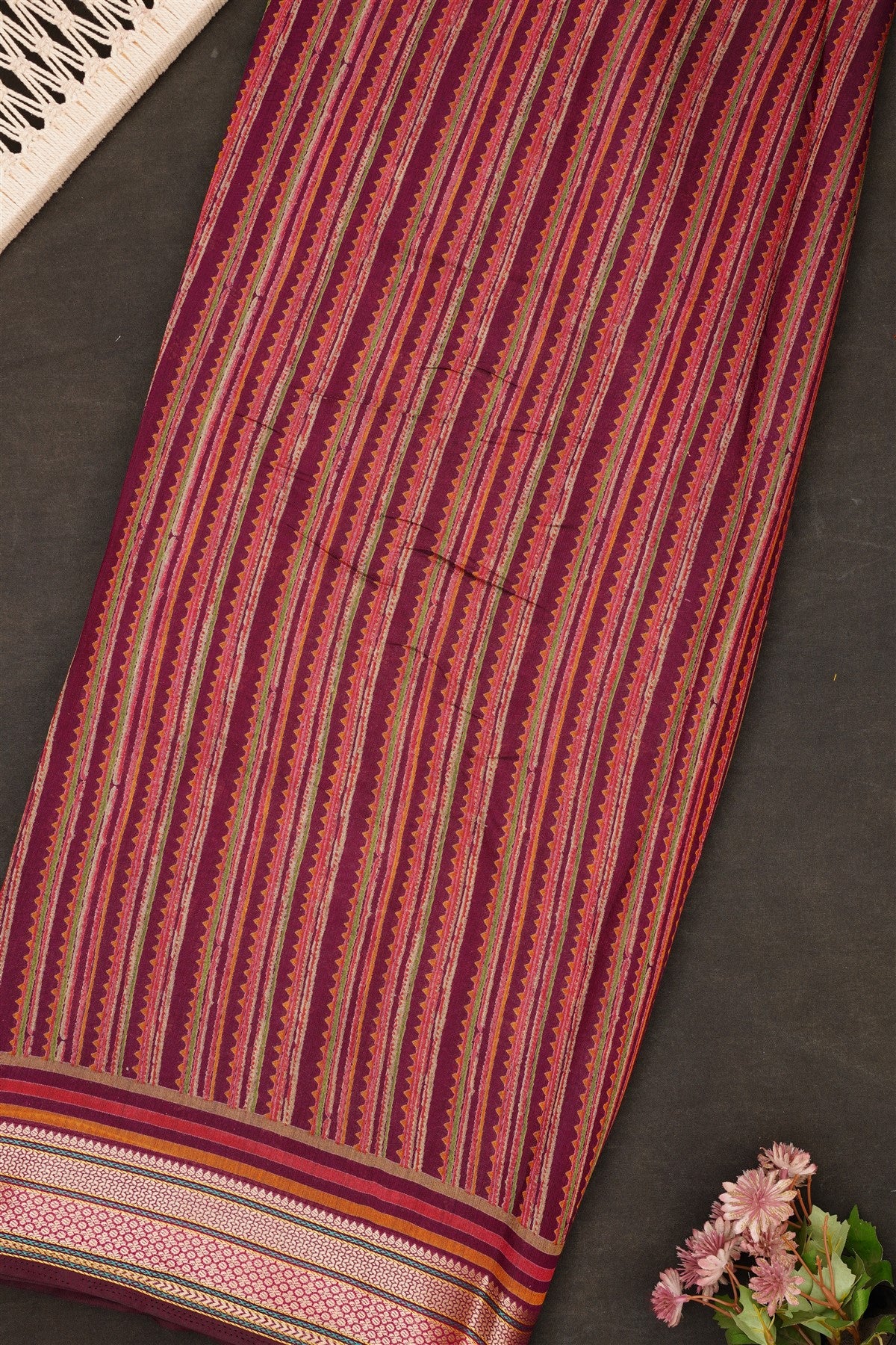 Fancy Maheshwari Silk Purple Saree