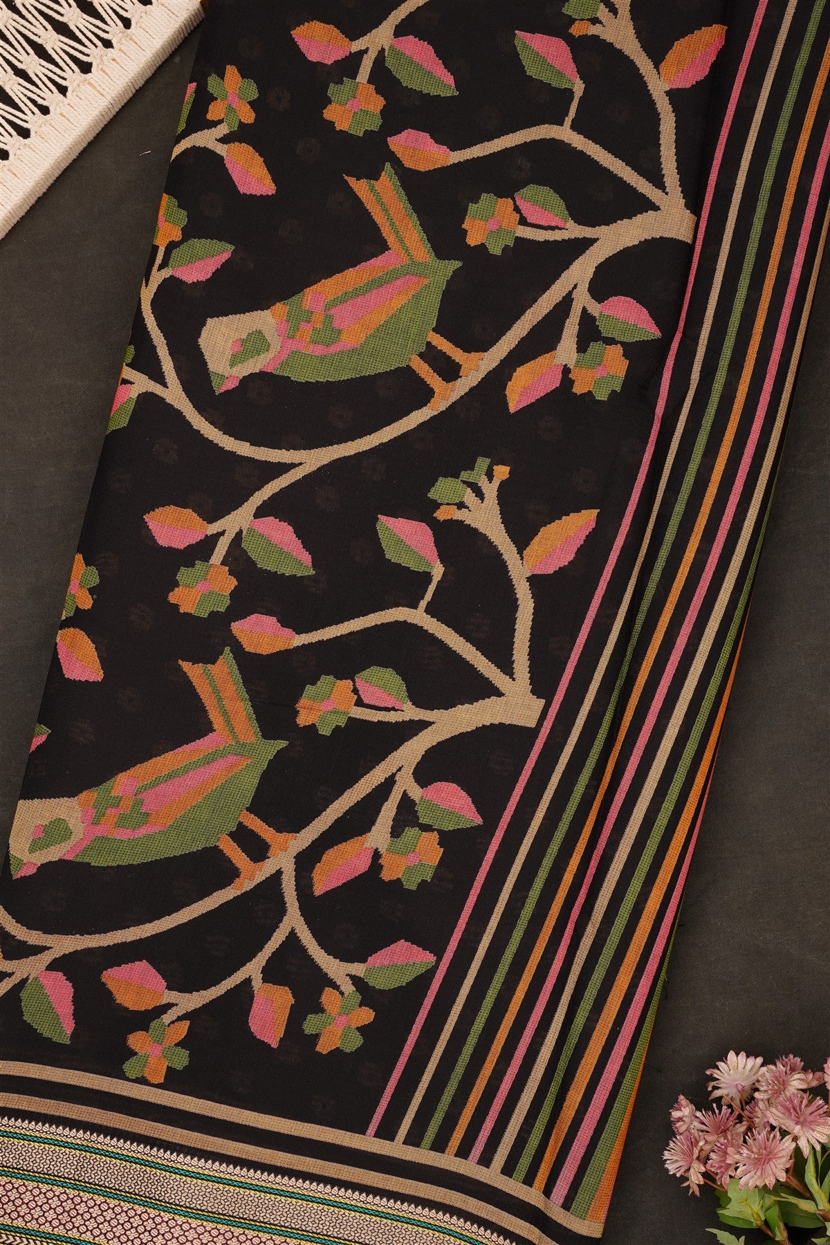 Fancy Maheshwari Silk Black Saree