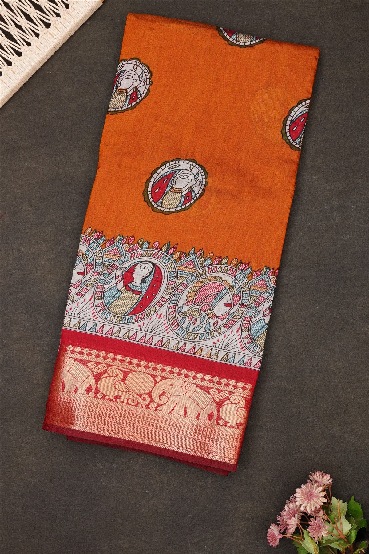 Fancy Maheshwari Silk Mustard Saree