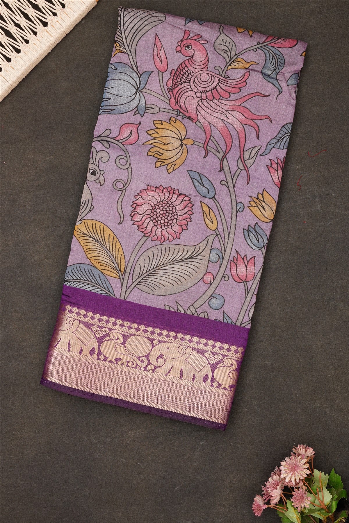 Fancy Maheshwari Silk Lavender Saree
