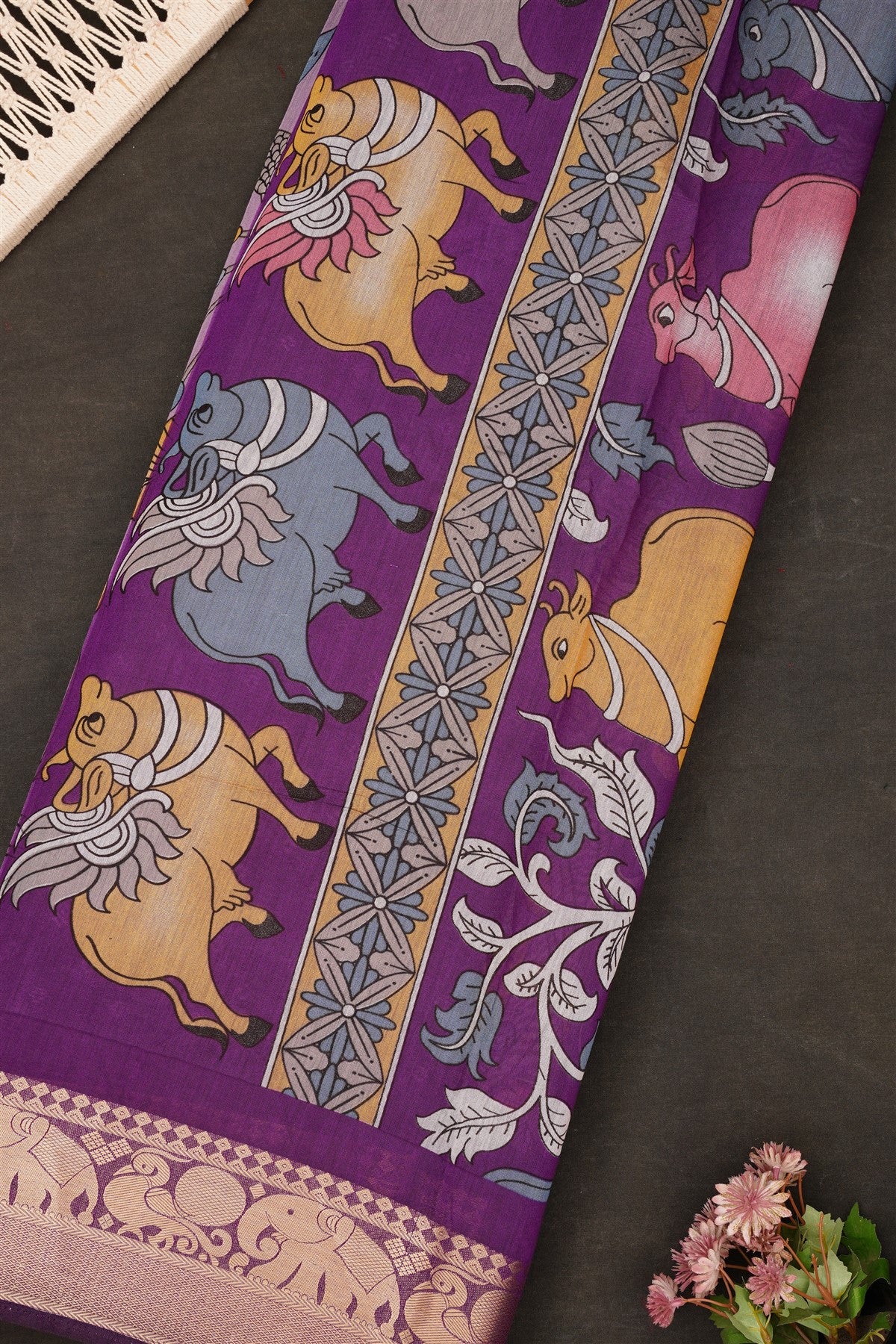 Fancy Maheshwari Silk Lavender Saree