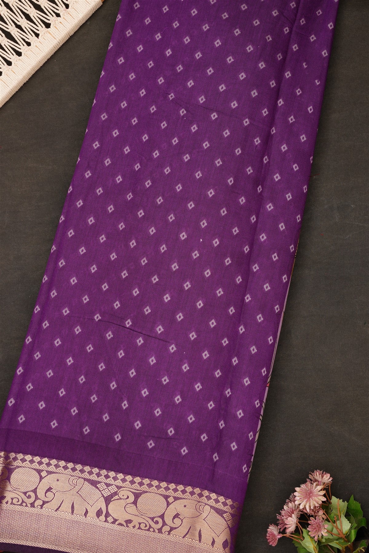 Fancy Maheshwari Silk Lavender Saree