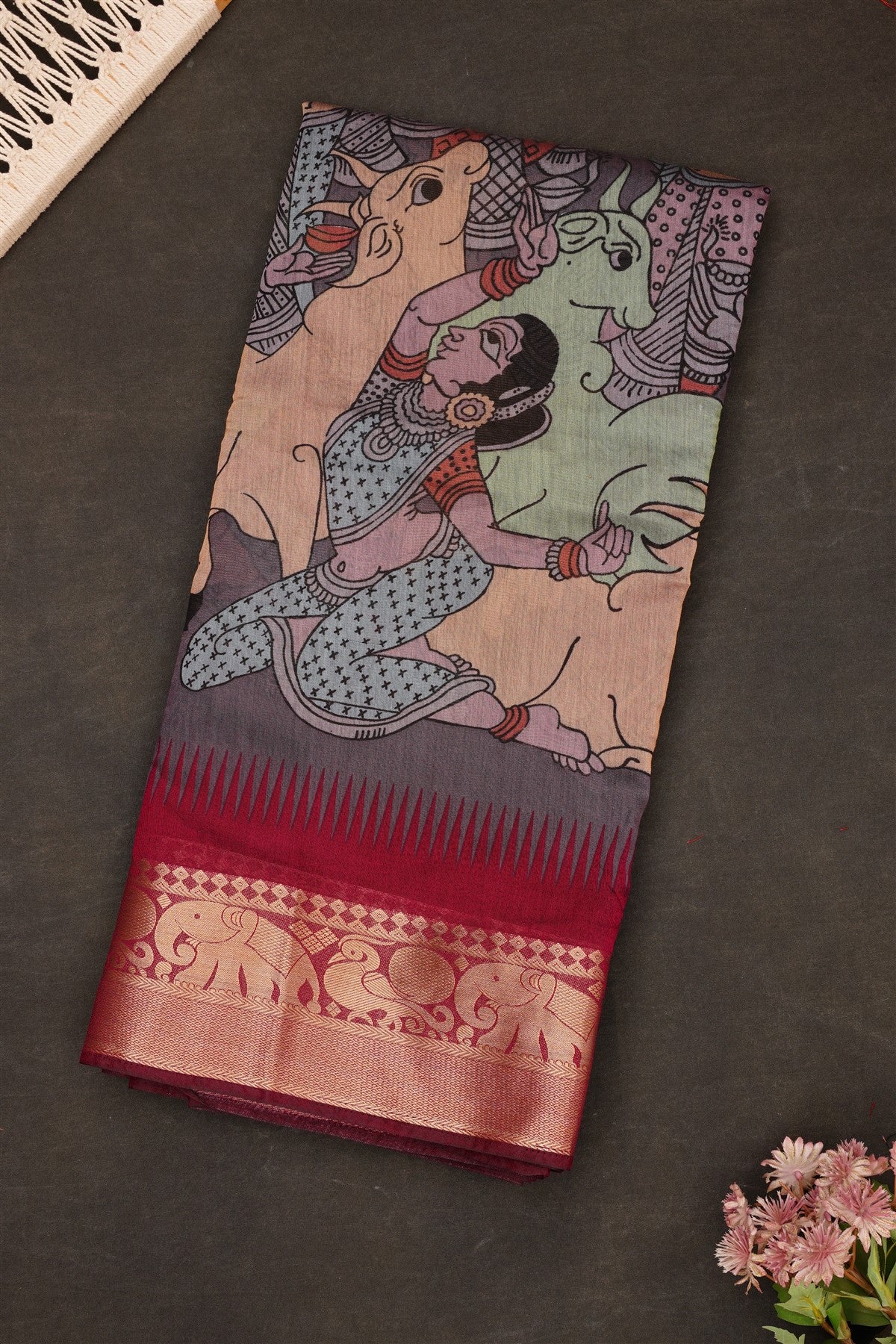 Fancy Maheshwari Silk Light Lavender Saree