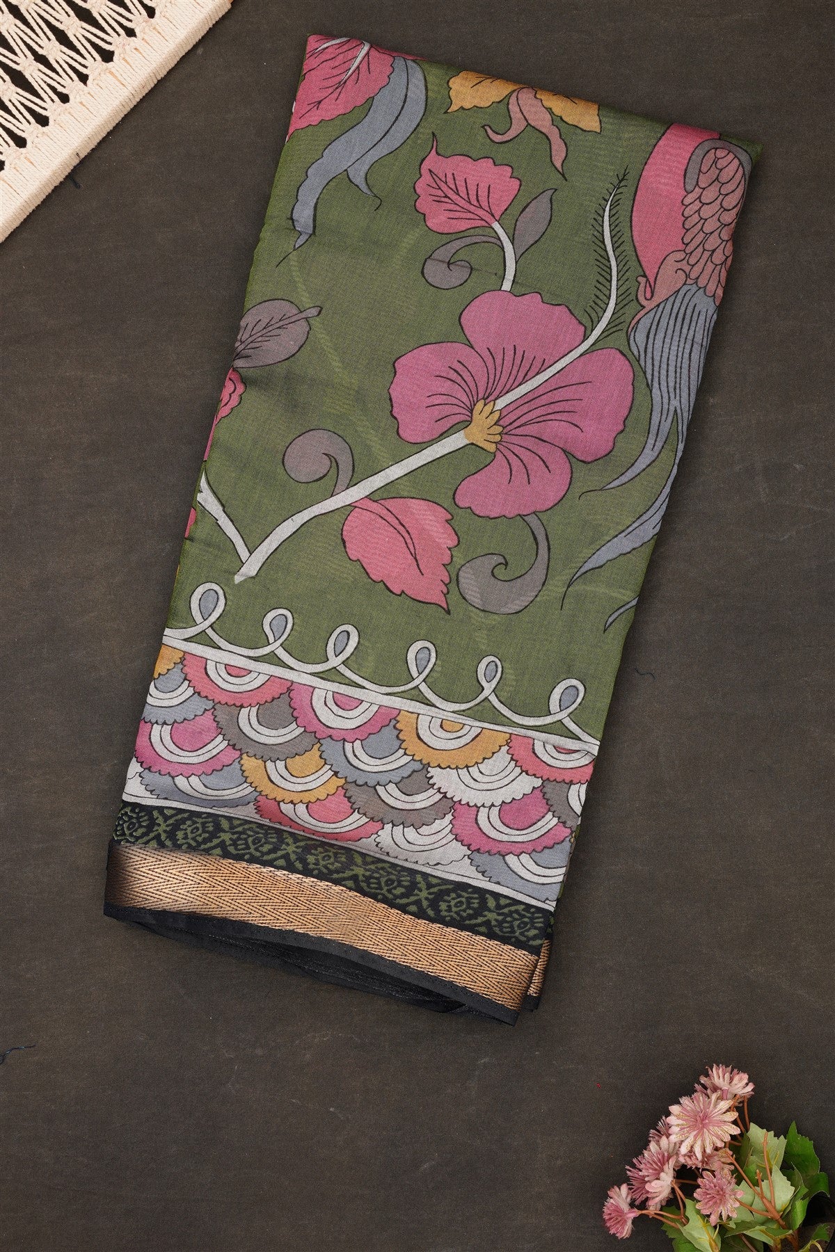 Fancy Maheshwari Silk Light Green Saree