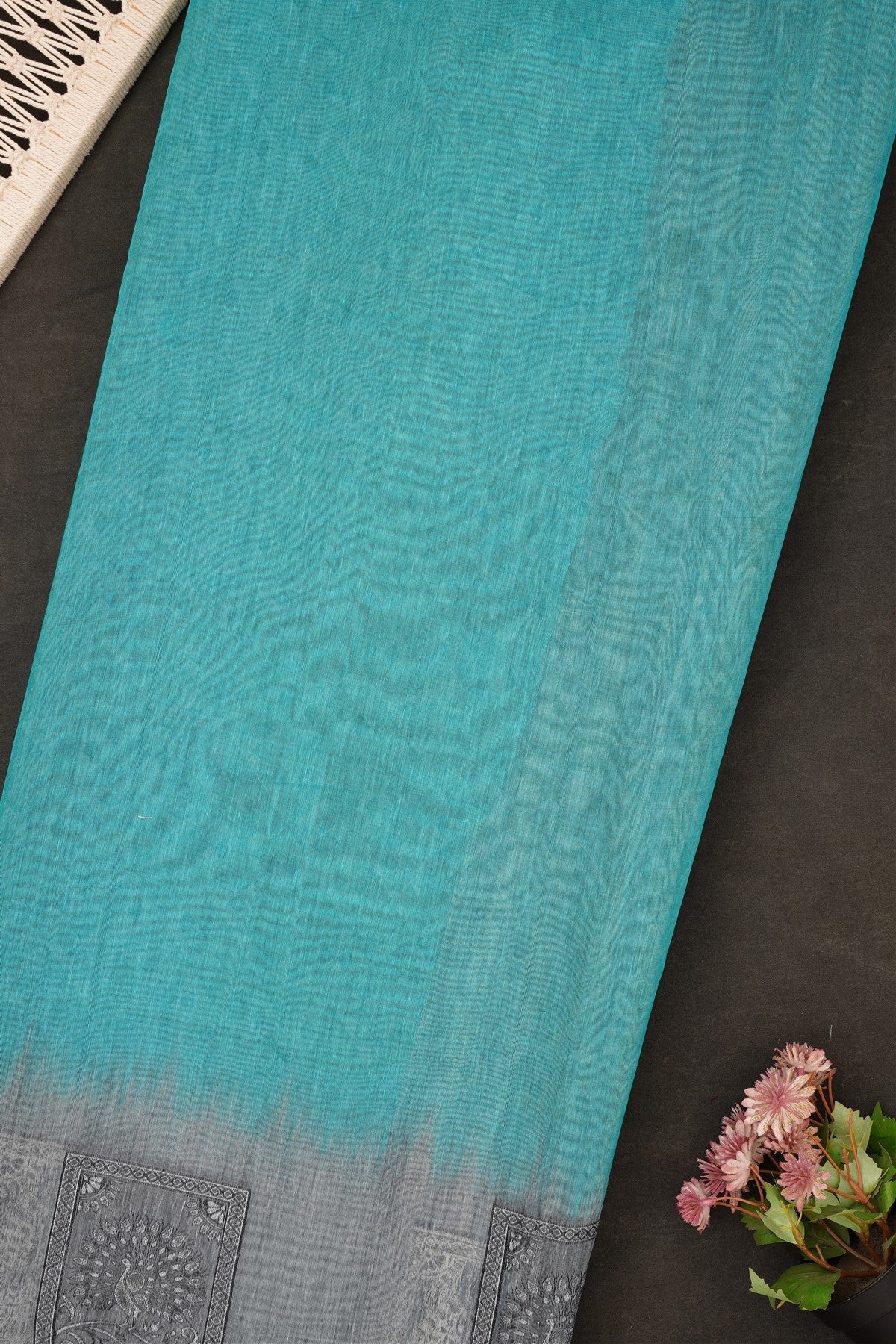 Fancy Bhagalpuri Silk Teal Green Saree