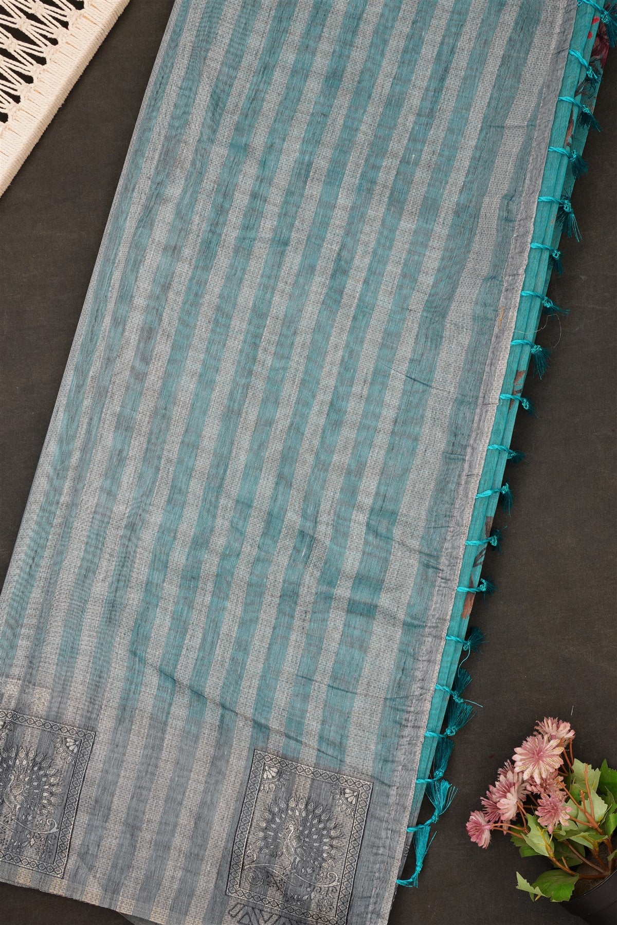 Fancy Bhagalpuri Silk Teal Green Saree