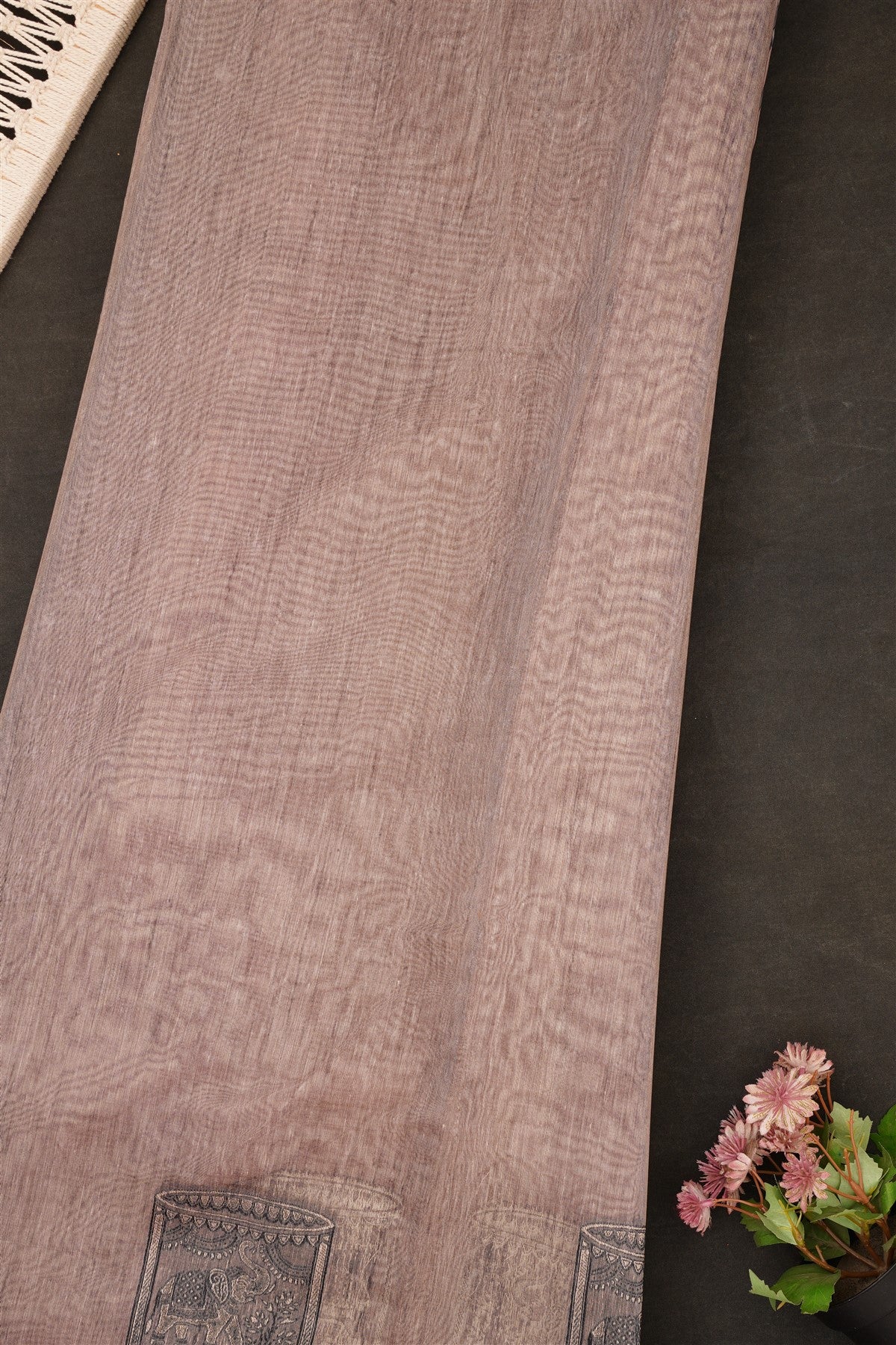 Fancy Bhagalpuri Silk Rossy Brown Saree
