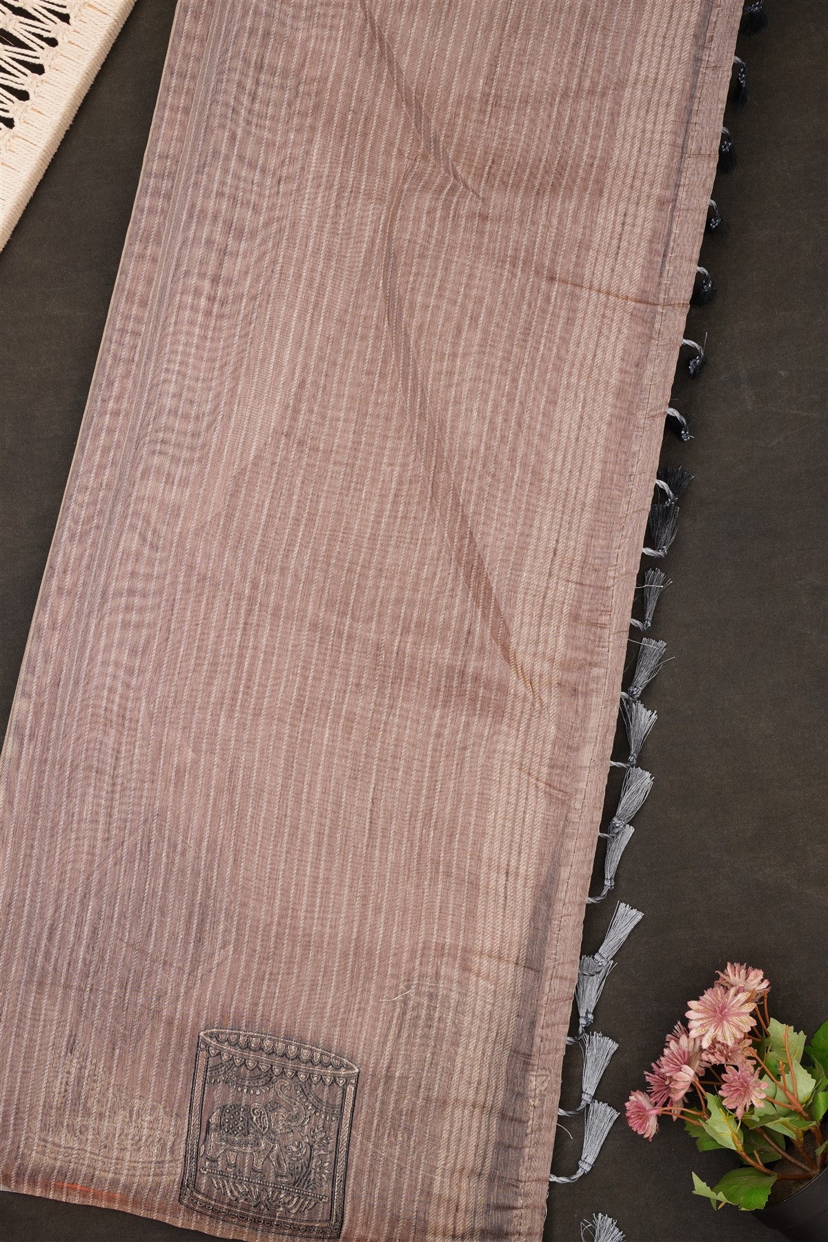 Fancy Bhagalpuri Silk Rossy Brown Saree