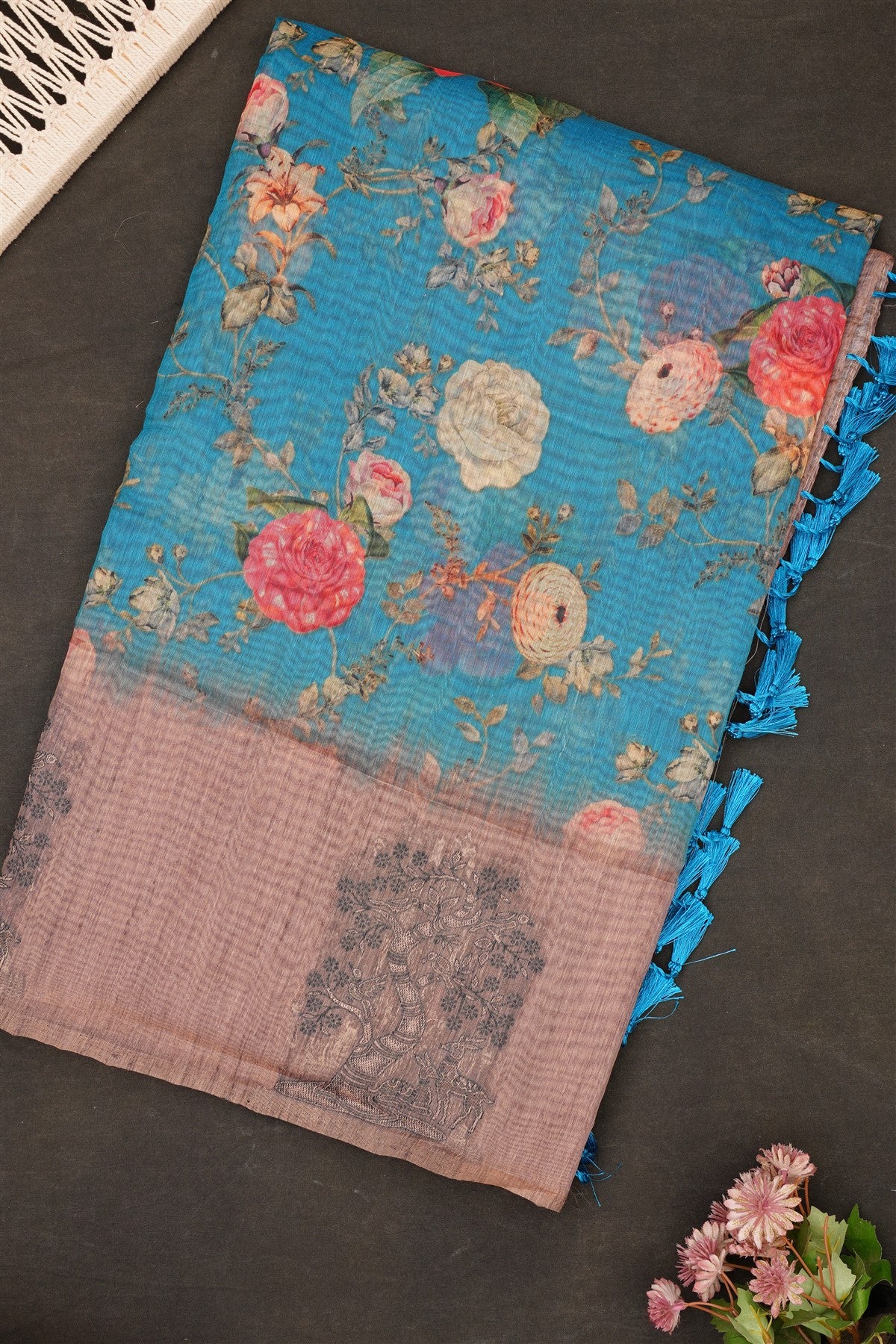 Fancy Bhagalpuri Silk Blue Saree