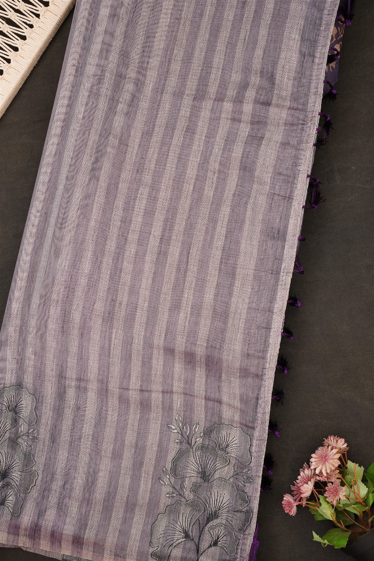 Fancy Bhagalpuri Silk Lavender Saree