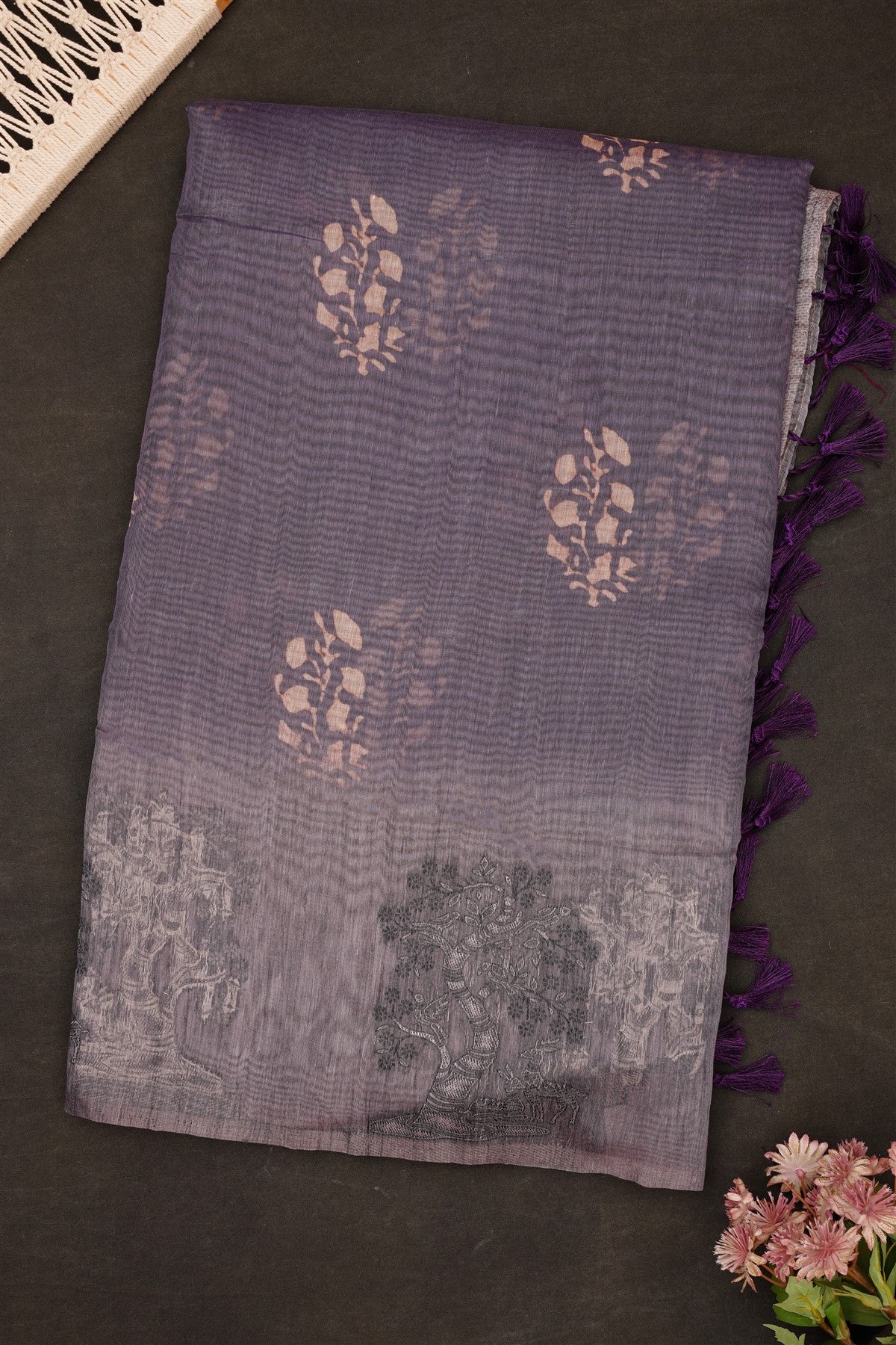 Fancy Bhagalpuri Silk Lavender Saree