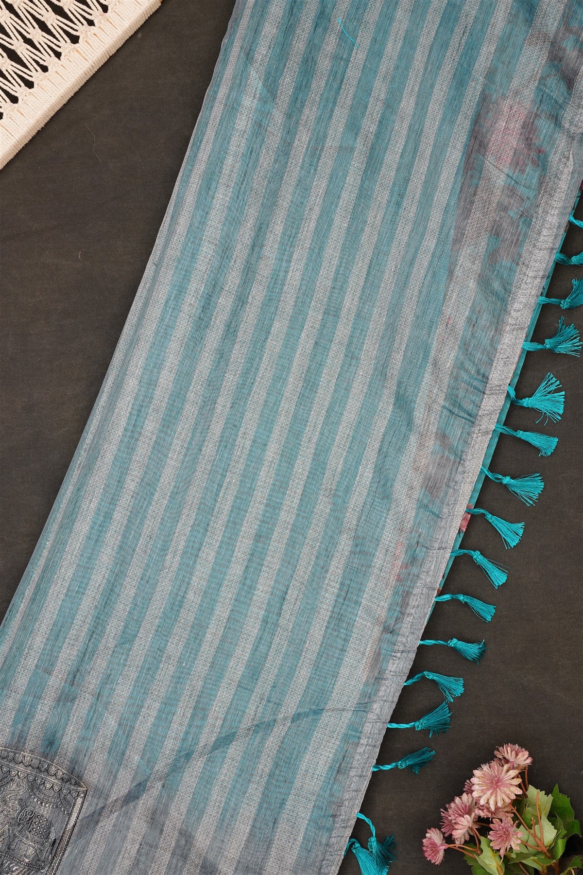 Fancy Bhagalpuri Silk Teal Green Saree